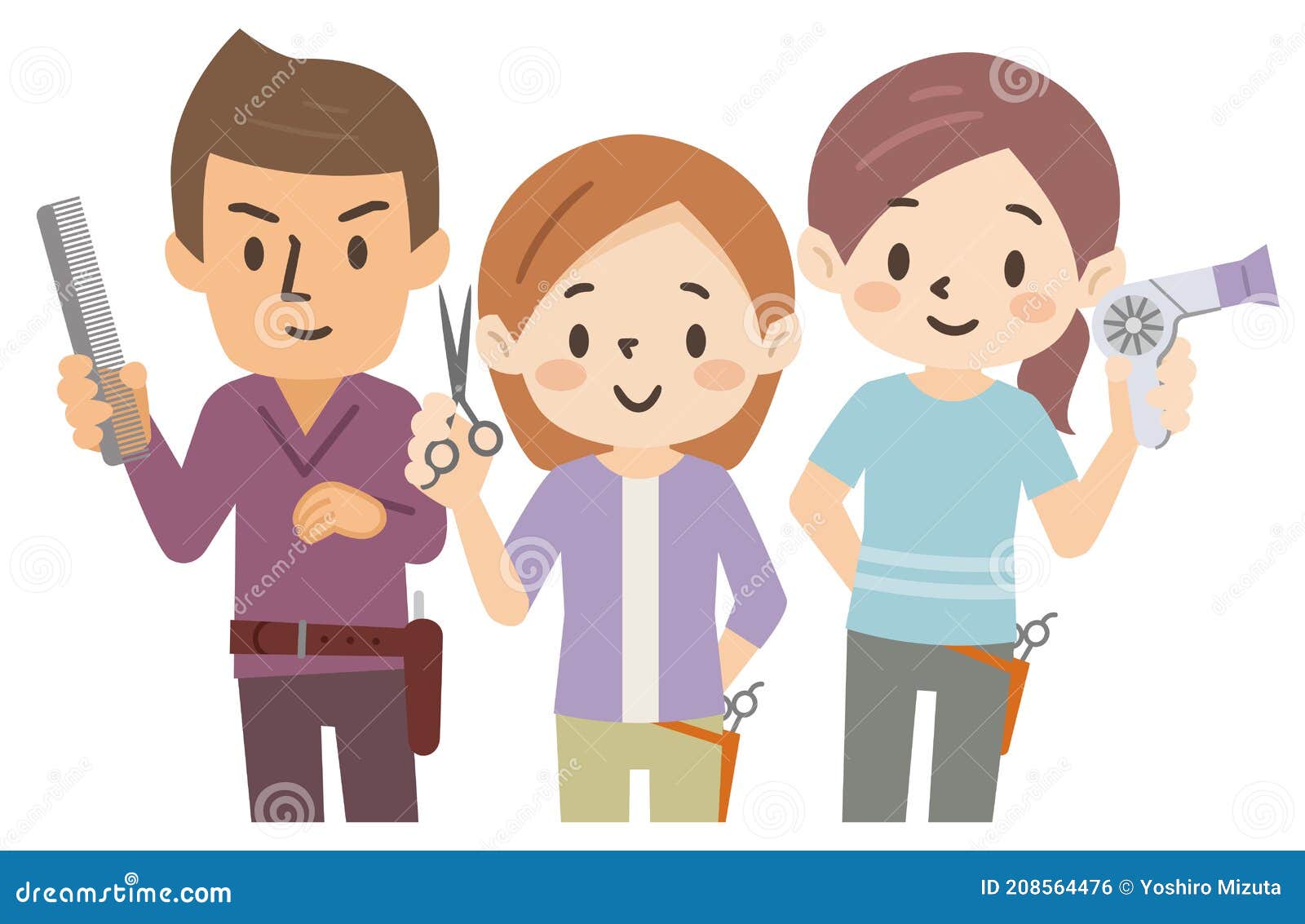 Illustration of Male and Female Beauticians Stock Vector - Illustration