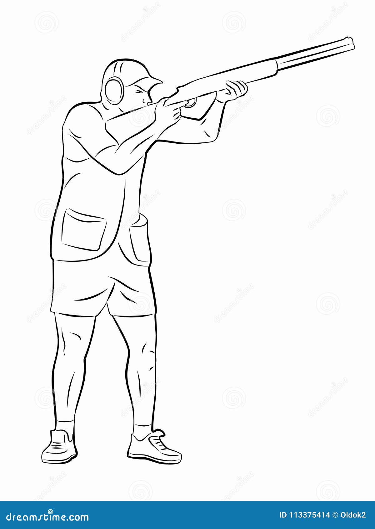 silhouette trap shooter.  drawing