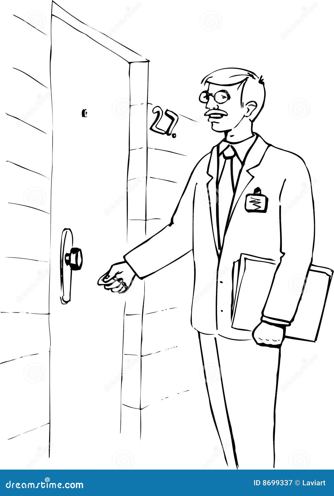 Illustration Of A Man Knocking At The Door Stock