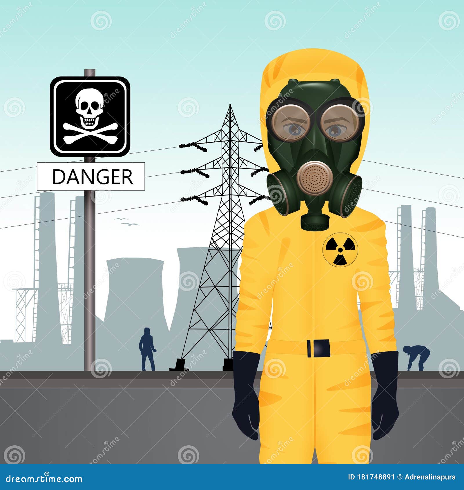 Premium Vector | Worker man in radiation biohazard protective suit helmet  and gas mask respirator character avatar