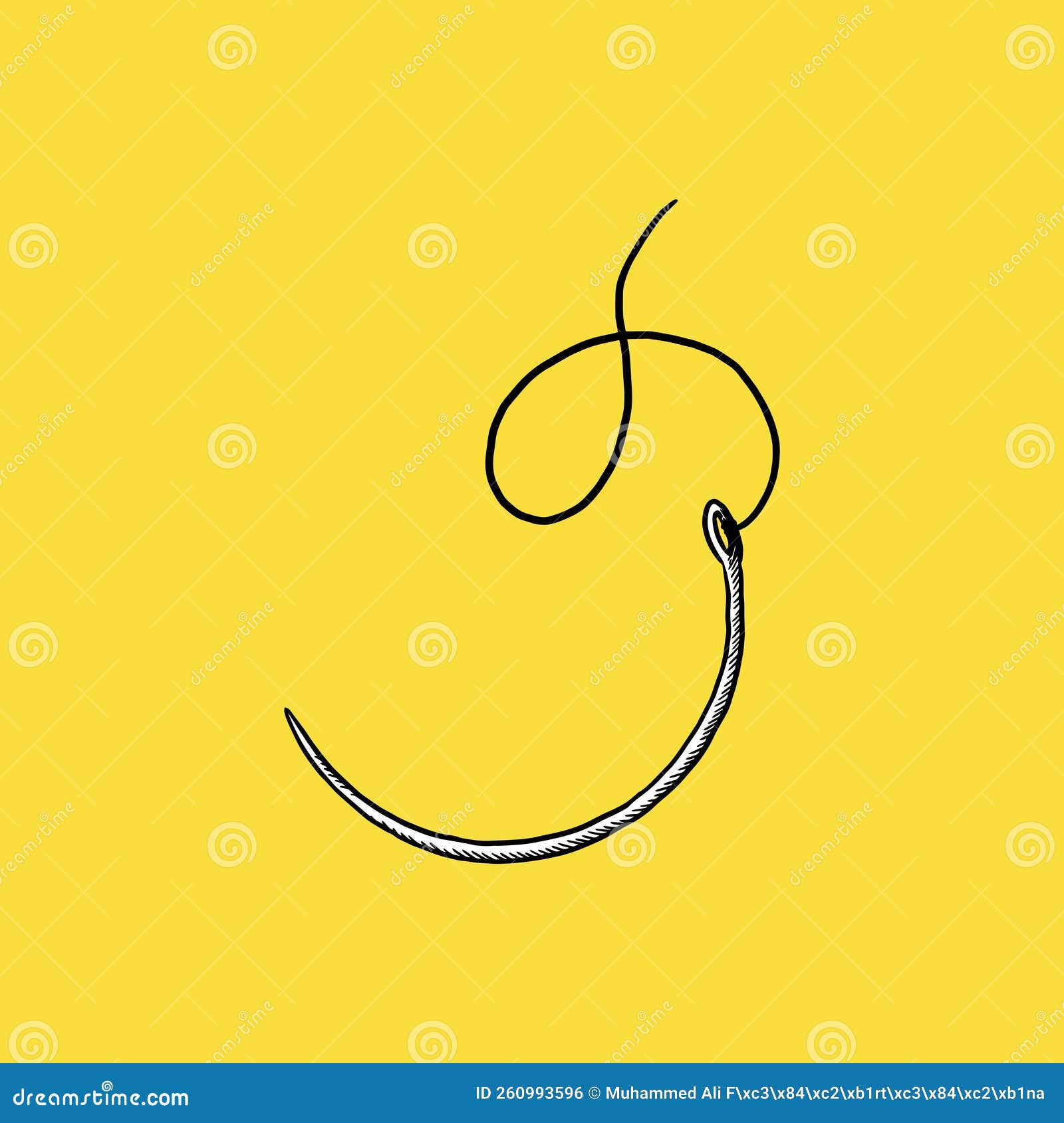 Illustration of Medical Needle. Hand Drawn. Vector Stock Vector