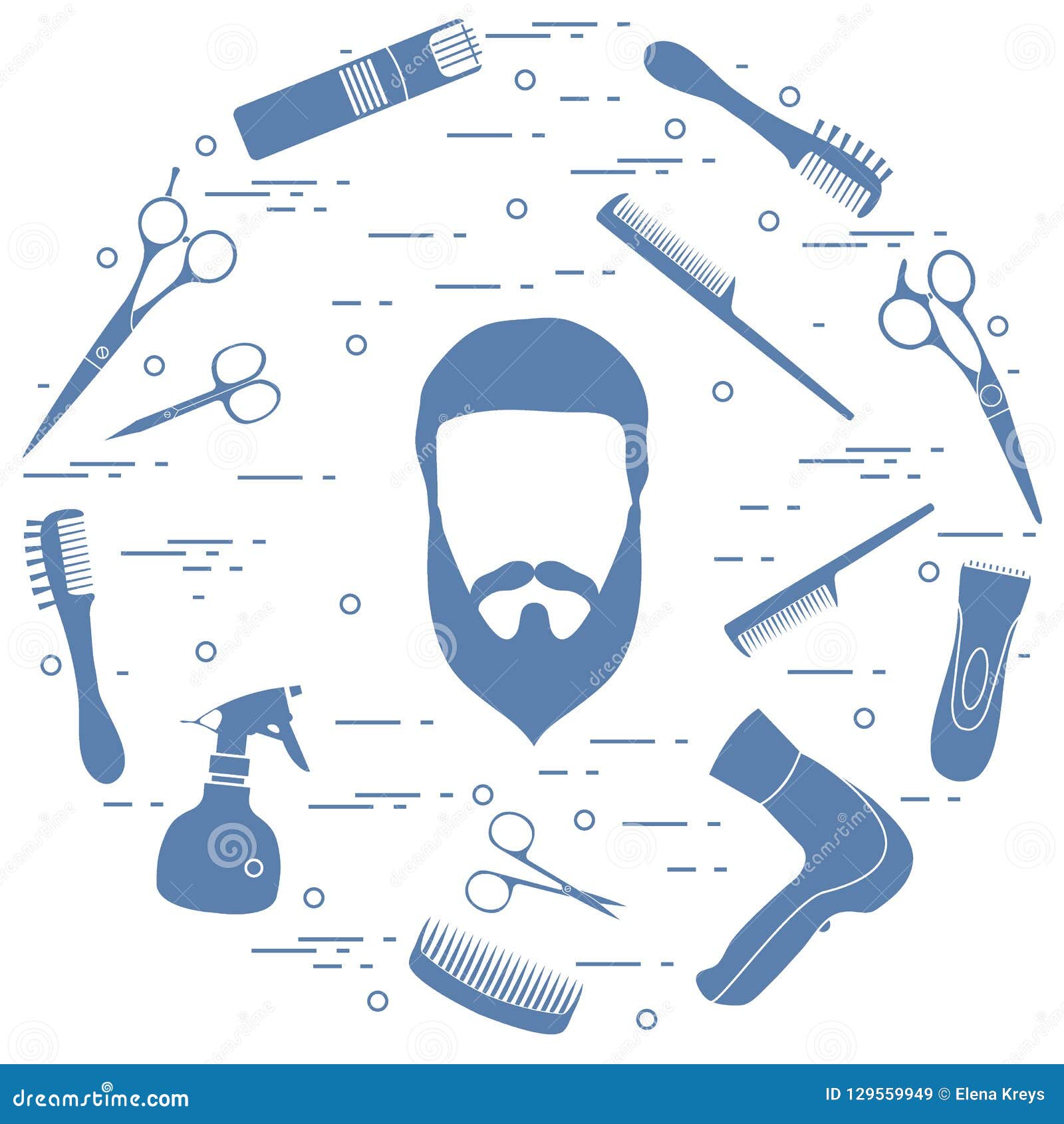 Illustration of Men Hairstyles, Beards and Mustaches, Hairdresser Tools  Care. Stock Vector - Illustration of shop, mustaches: 129559949