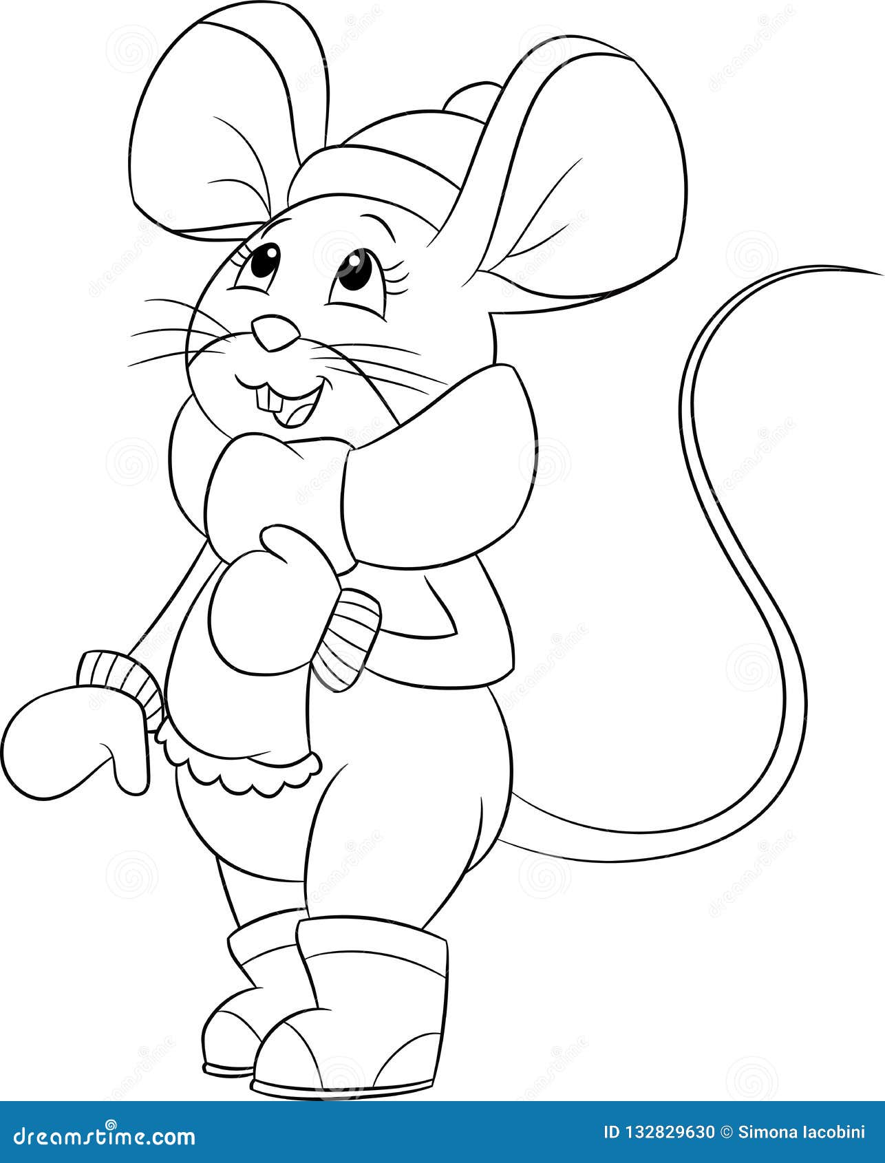 Illustration Mignonne D Une Petite Souris Habillee Pour L Hiver En Noir Et Blanc Pour Livre De Coloriage Des Enfants Illustration De Vecteur Illustration Du Mignon Retrait 132829630