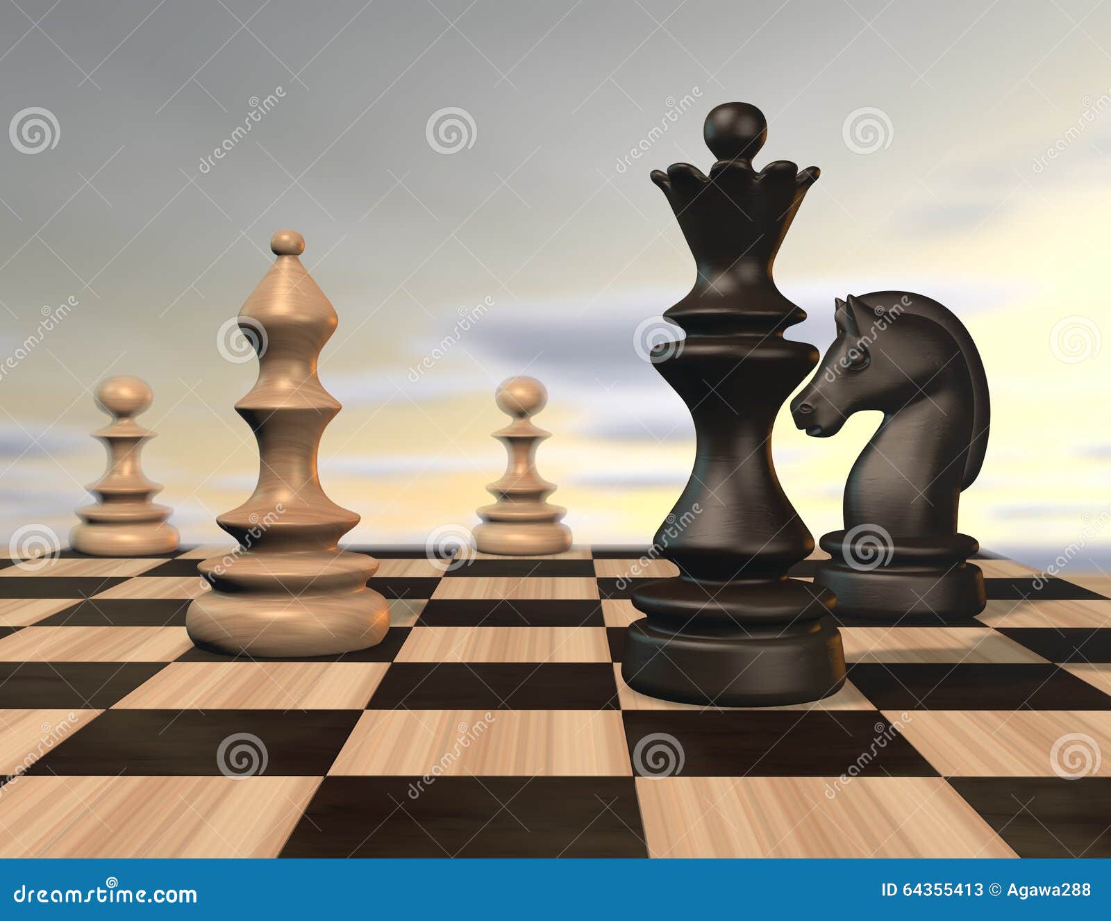 Schach Mit Schachbrett Und Schachuhr 3D Rendering Stock Abbildung -  Illustration von druck, bewegung: 226377965