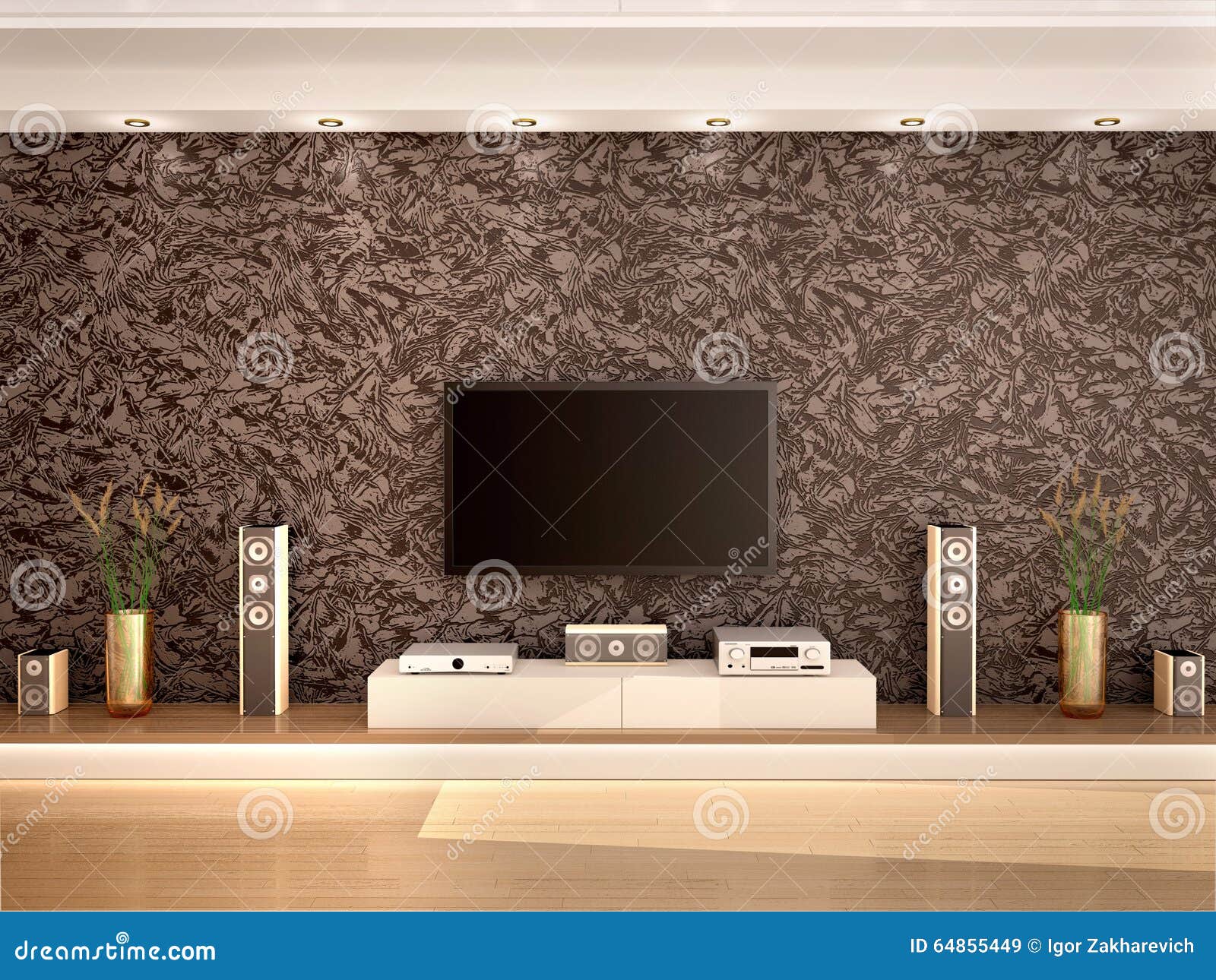 Illustration of Modern Home Theater in a Cozy Interior Stock Illustration -  Illustration of media, multimedia: 64855449