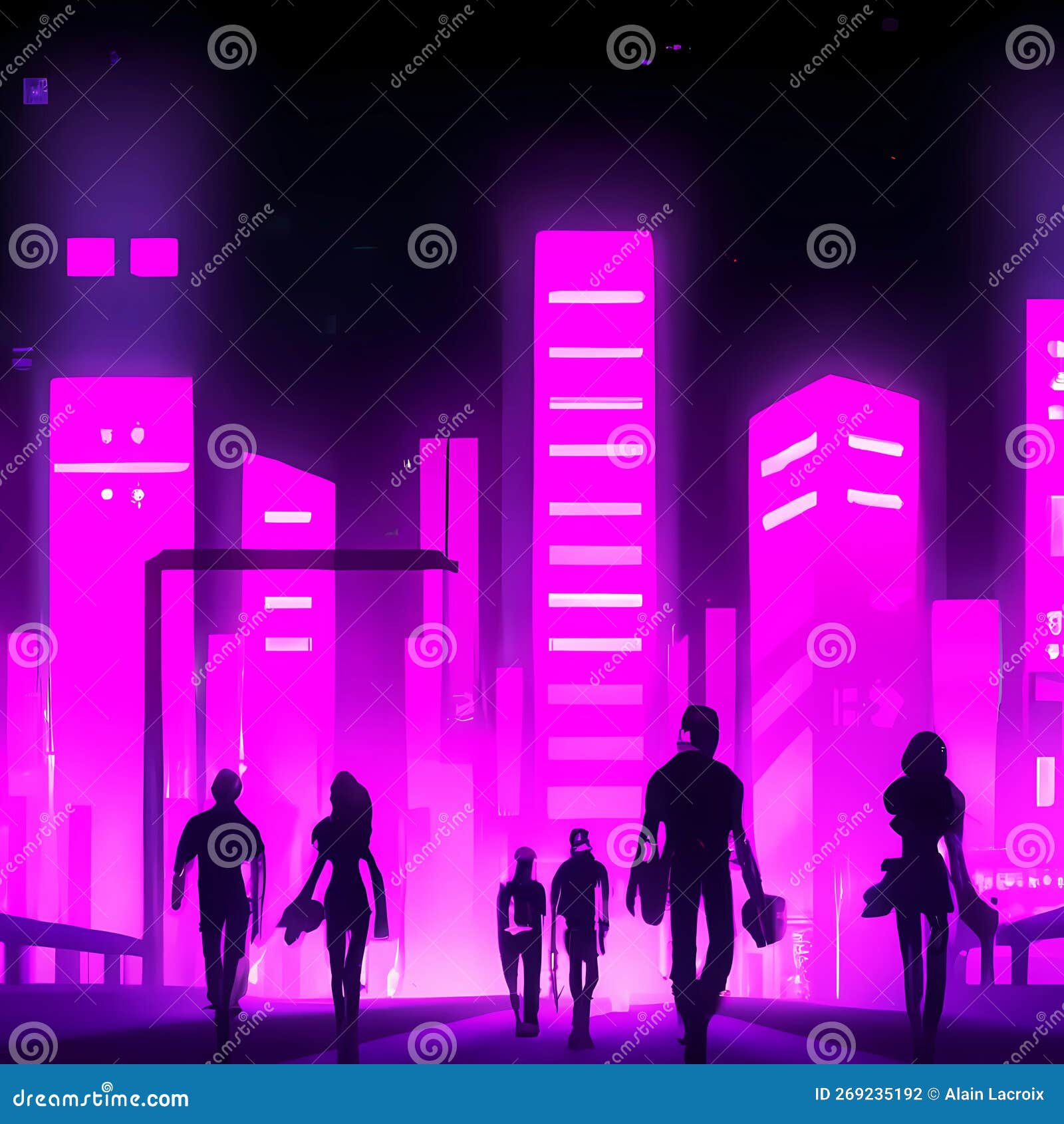 modern futuristic neon lights city
