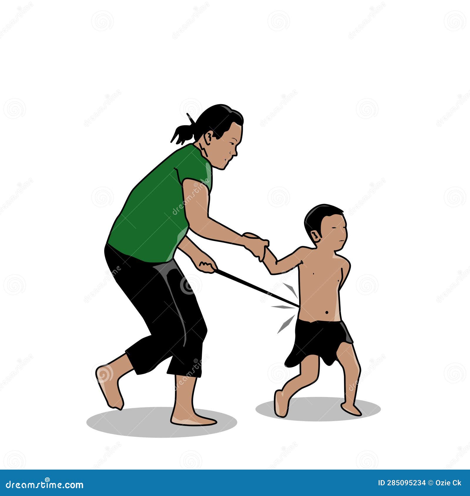 Illustration of a Mother Hitting Her Child with a Wooden Stick Depicting  How To Educate in the Past Stock Illustration - Illustration of stick,  educate: 285095234