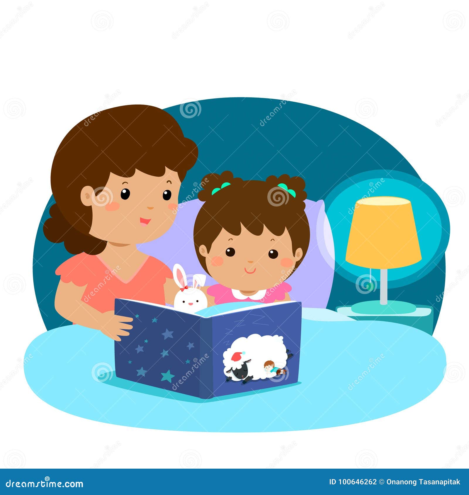 a  of a mother reading a bedtime story to her