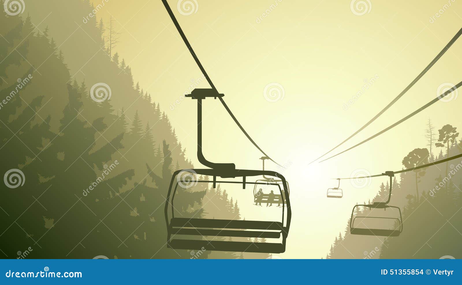  of mountain forest with ski lift.