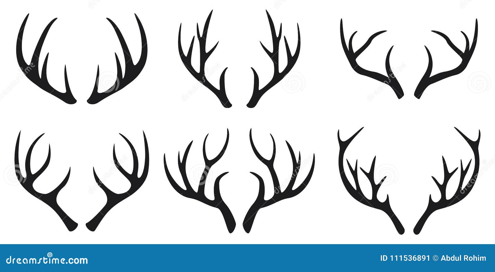 deer antlers black icons set on white background