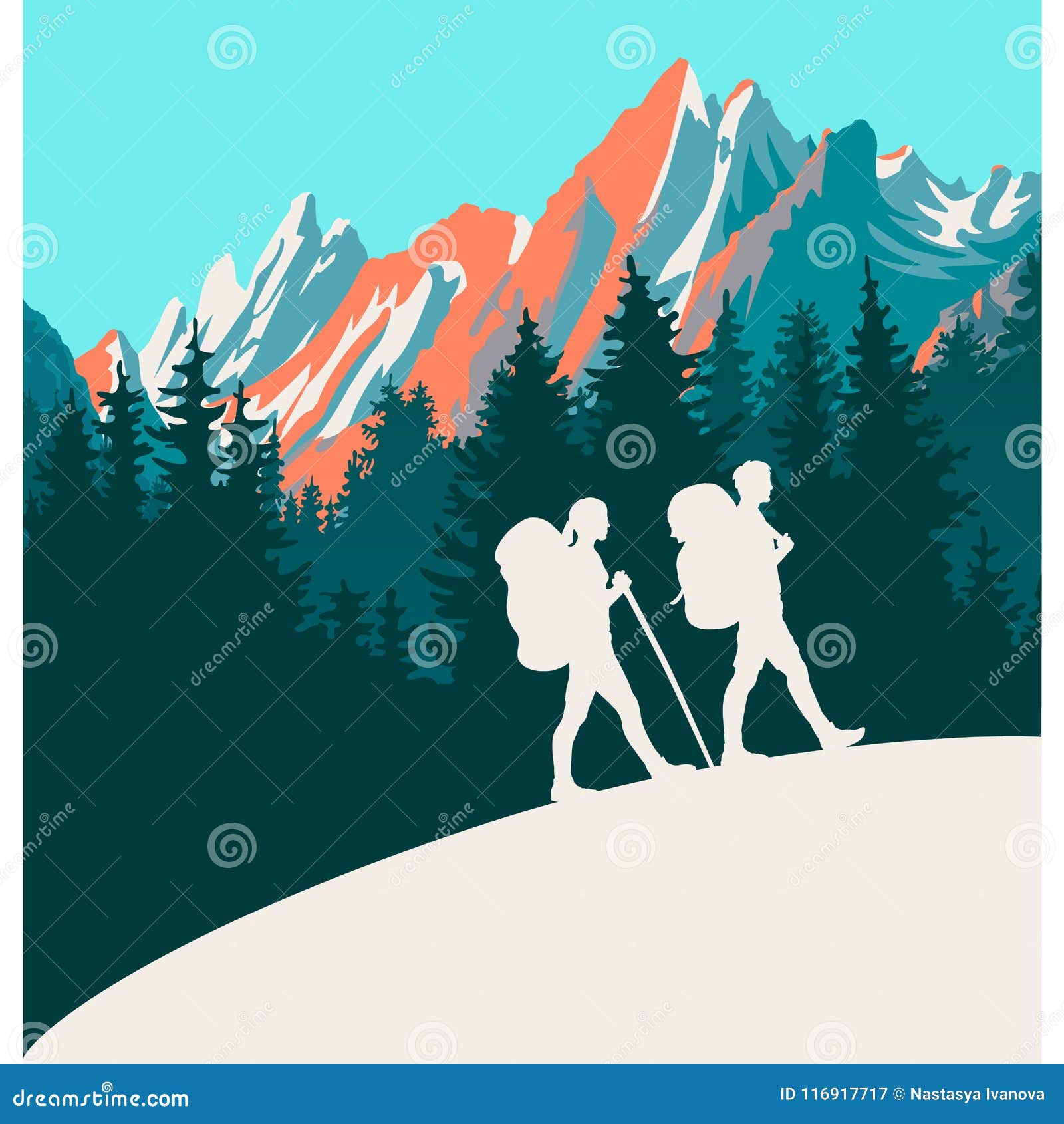 mountaine hike silhouette background