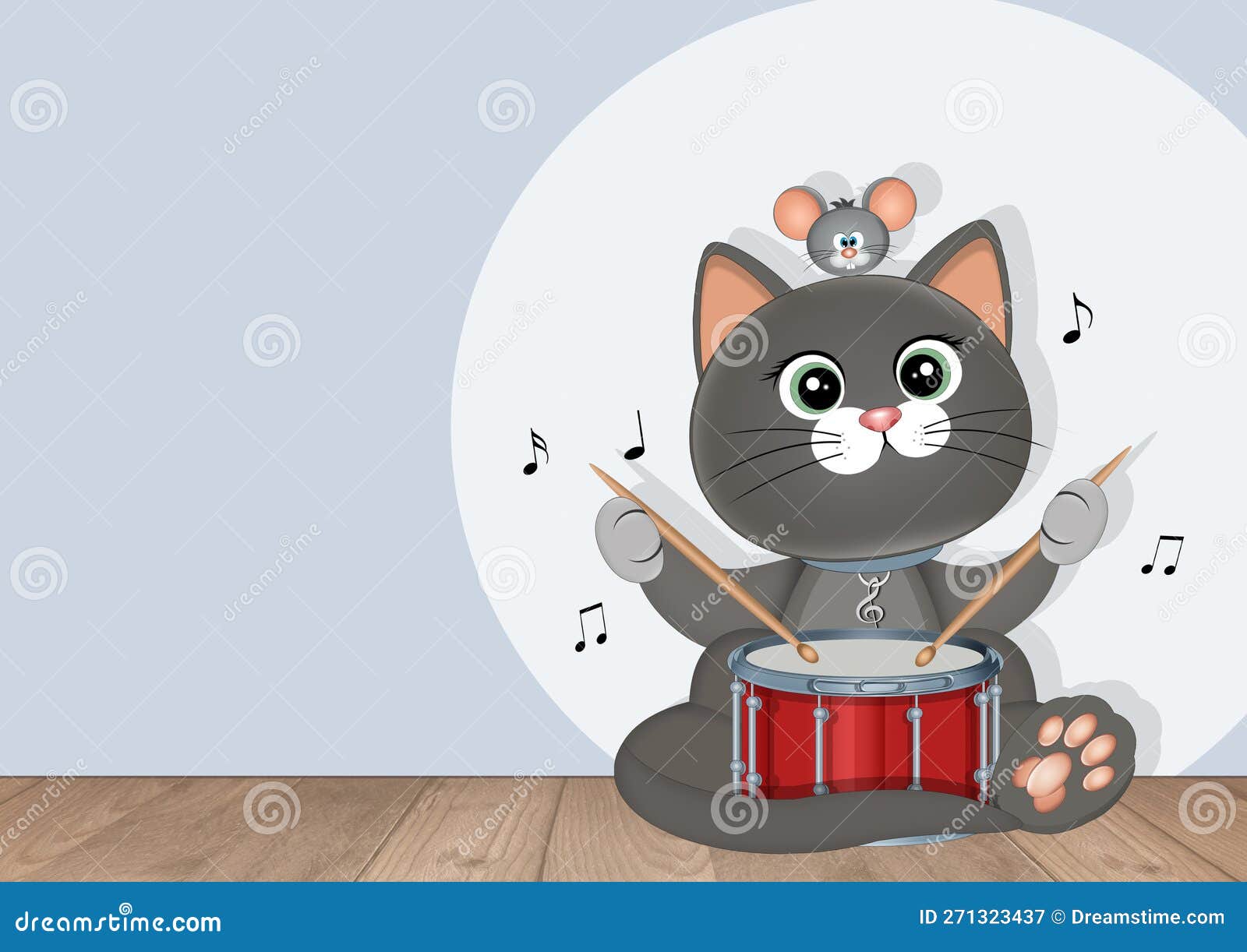Illustration of Musician Cat Playing the Drum Stock Illustration Illustration of funny