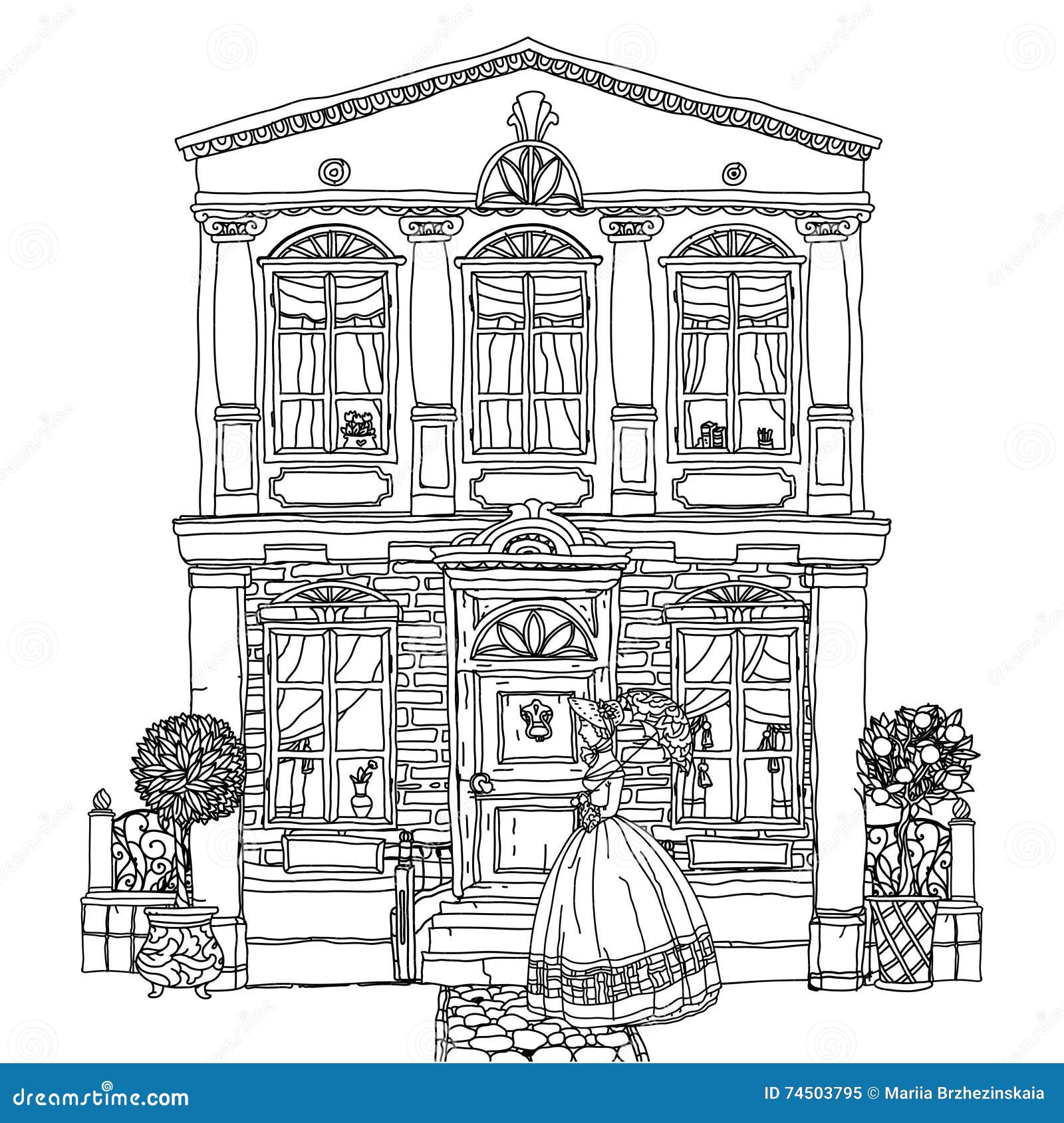 Illustration Noire Et Blanche D'une Maison Vecteur Illustration de