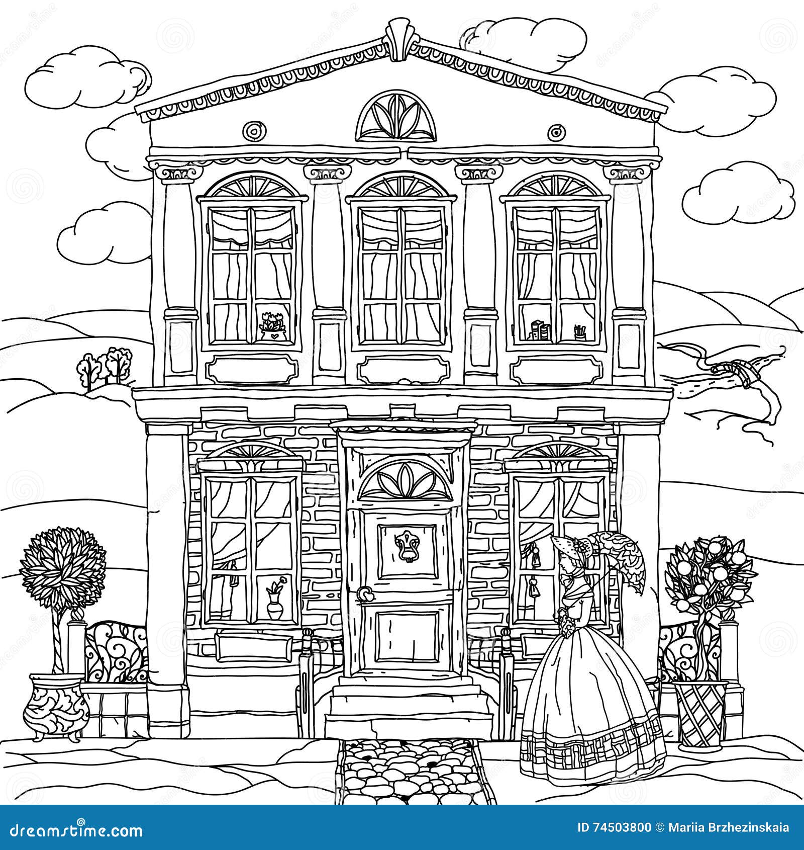 Illustration Noire Et Blanche D'une Maison Vecteur Illustration de