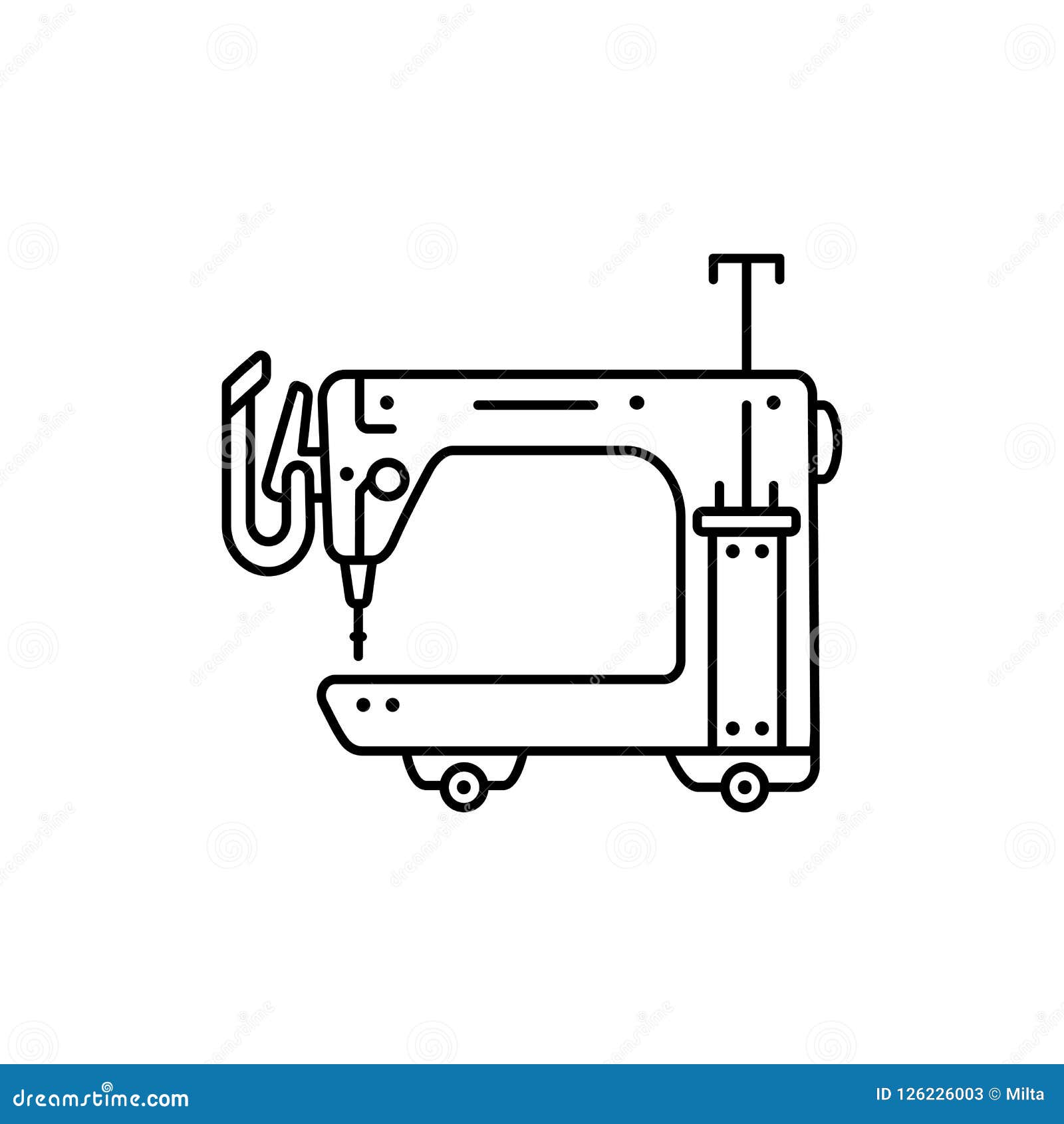 Illustration Noire Et Blanche De Vecteur De Machine Piquante De Long Illustration Noire Et Blanche De Vecteur De Machine Piquante De Long
