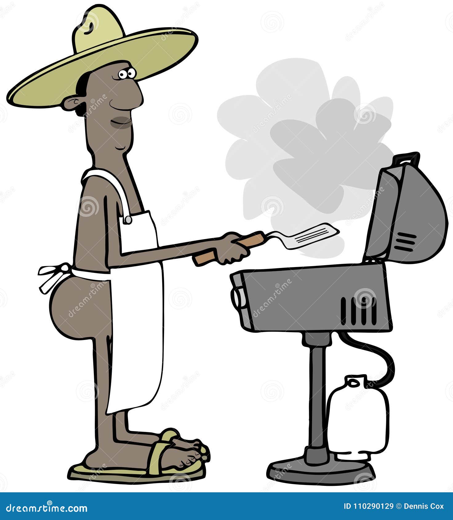 Black man grilling naked