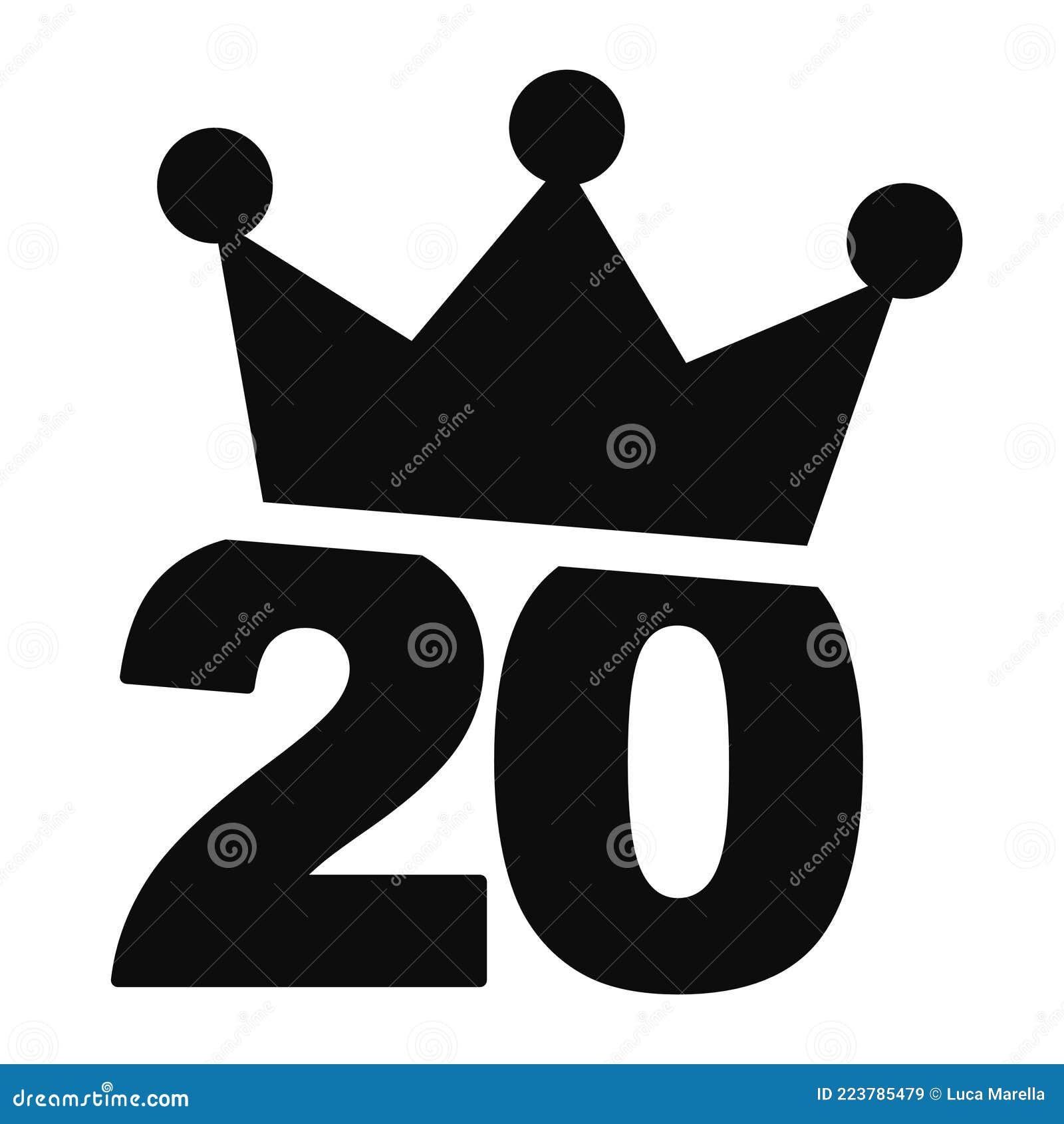 Illustration of Number 20 with a Crown Icon Stock Vector - Illustration ...