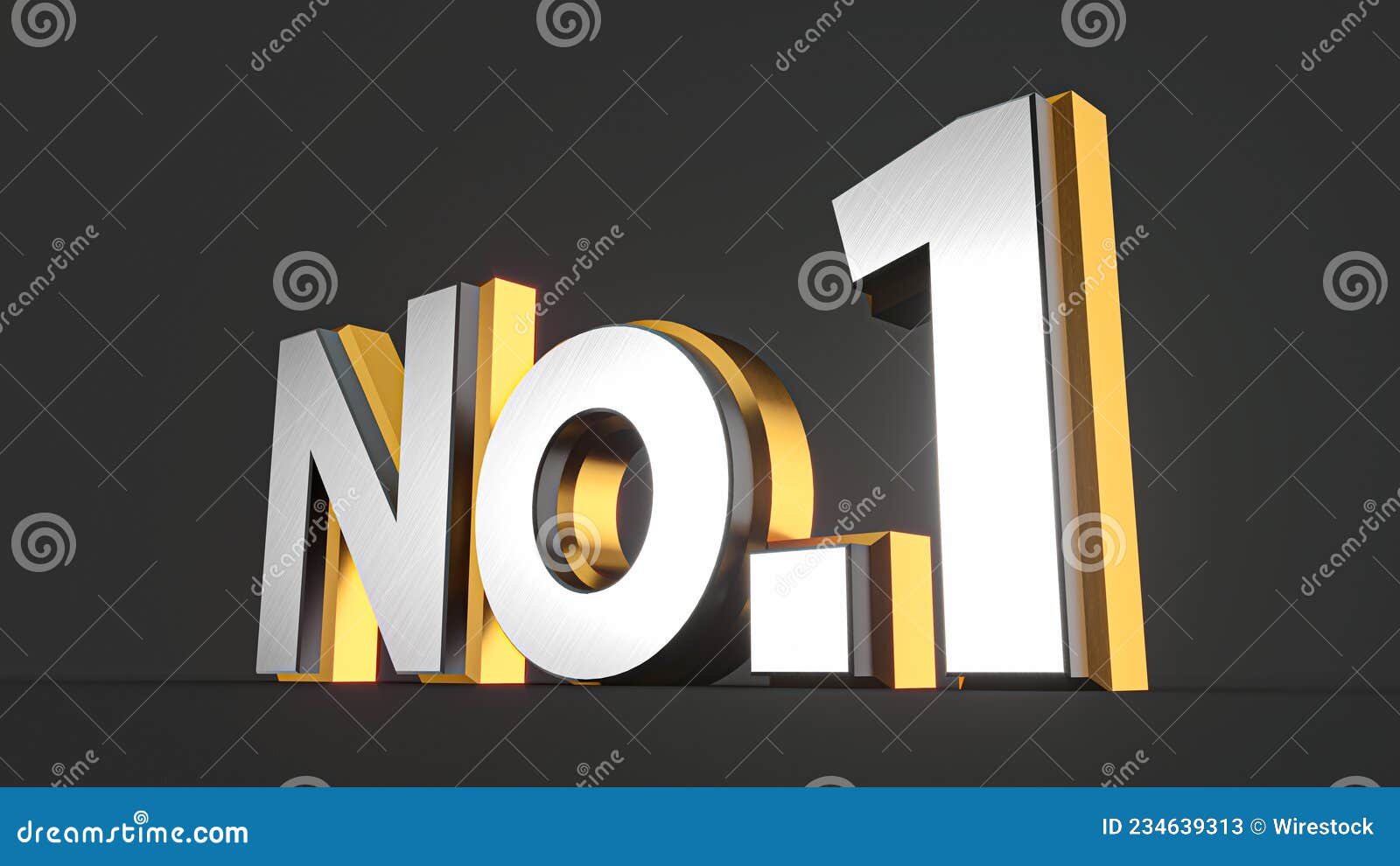 Illustration of a "Number 1" Text on a Black Background Stock
