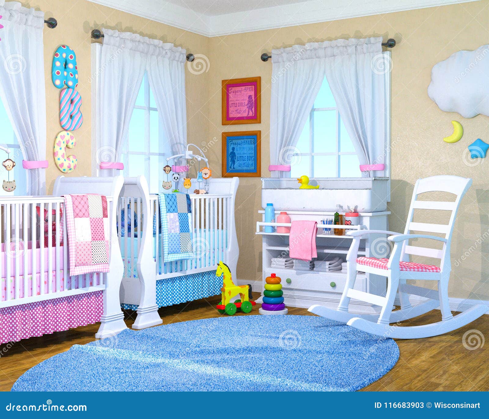 Baby Boy Girl Nusrey Room Babies Stock Image Image Of Boys Nursery