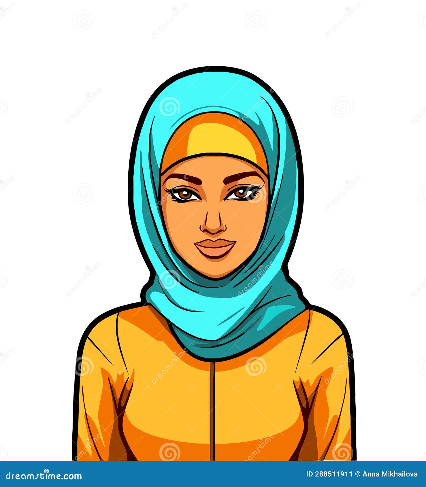 Illustration Ofa Stylish Muslim Woman In A Hijab Stock Illustration Illustration Of Elegant