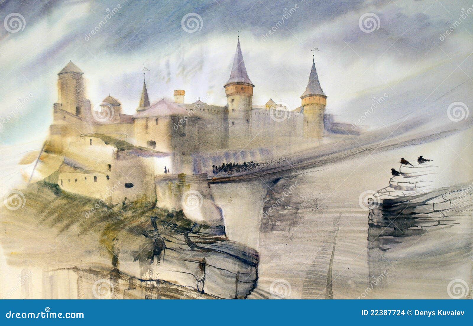 Hand draw old castle stock illustration. Illustration of tourism - 81286249