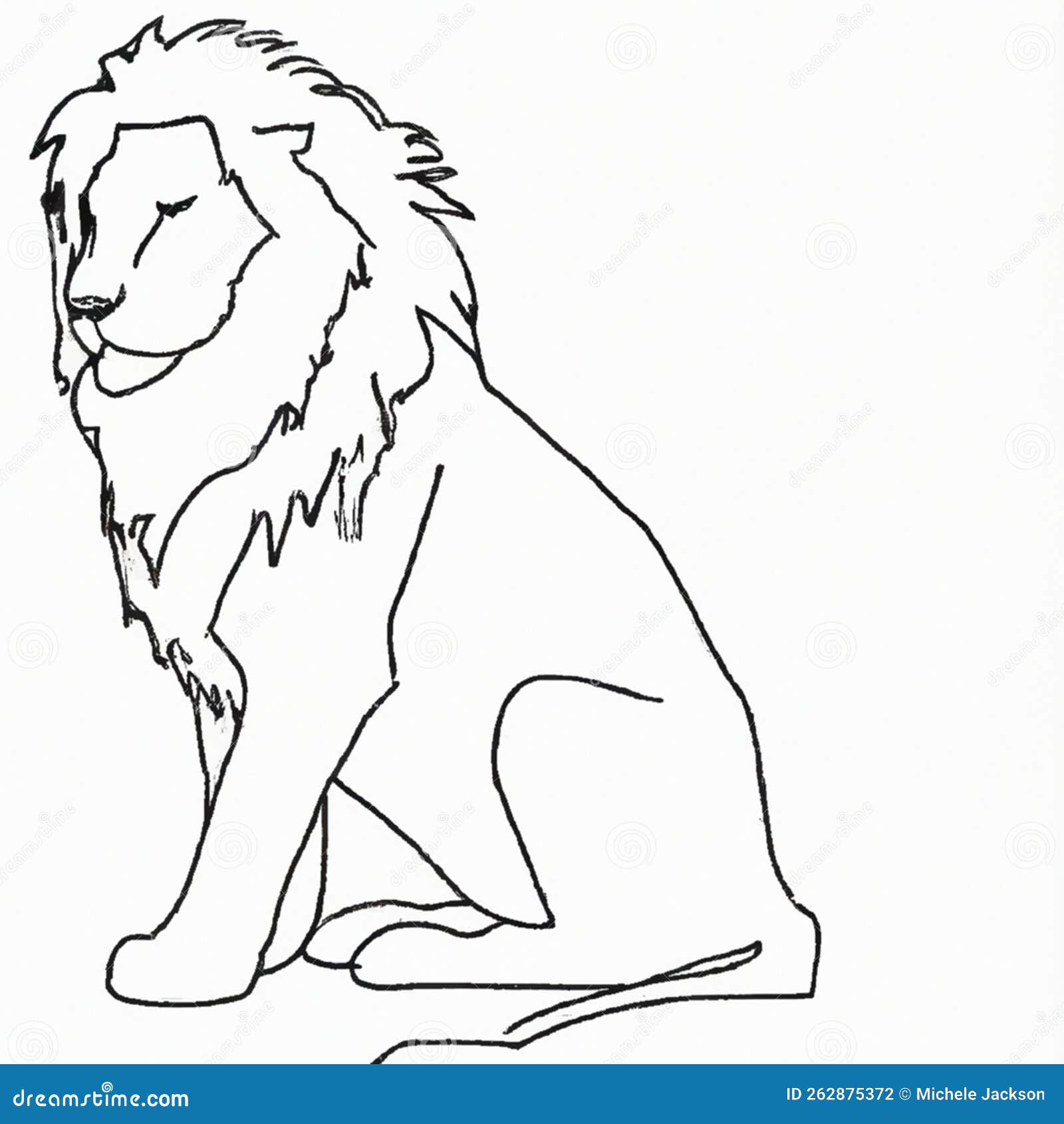 Doodle Drawing Illustrative Sketch of a Lion on a White Background