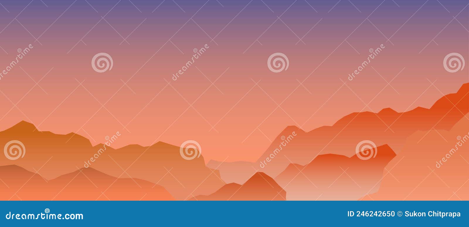 Illustration of Orange Mountain Landscape Vector Stock Vector