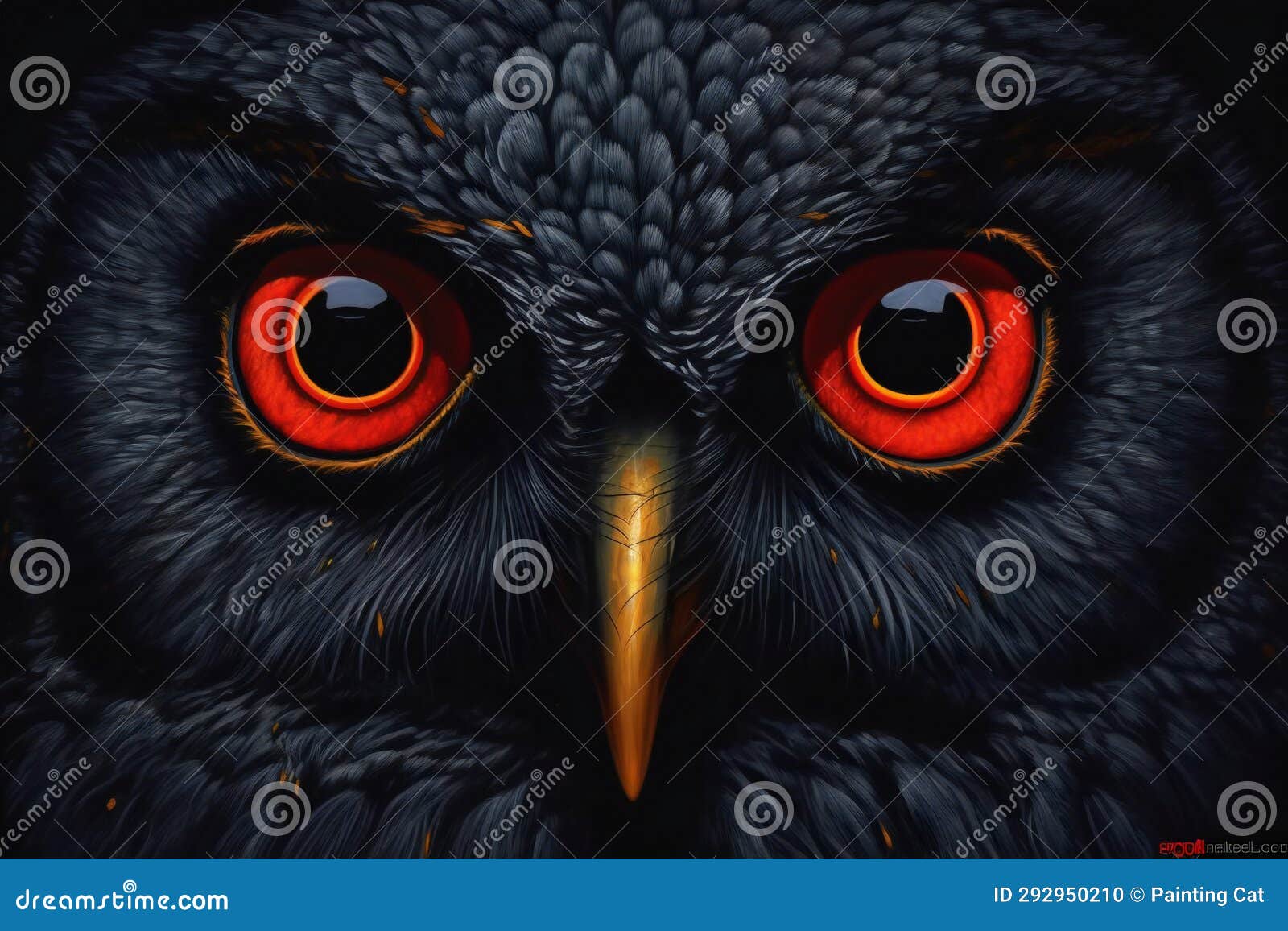 Owl with Red Eyes, Illustration of an Owl Stock Illustration