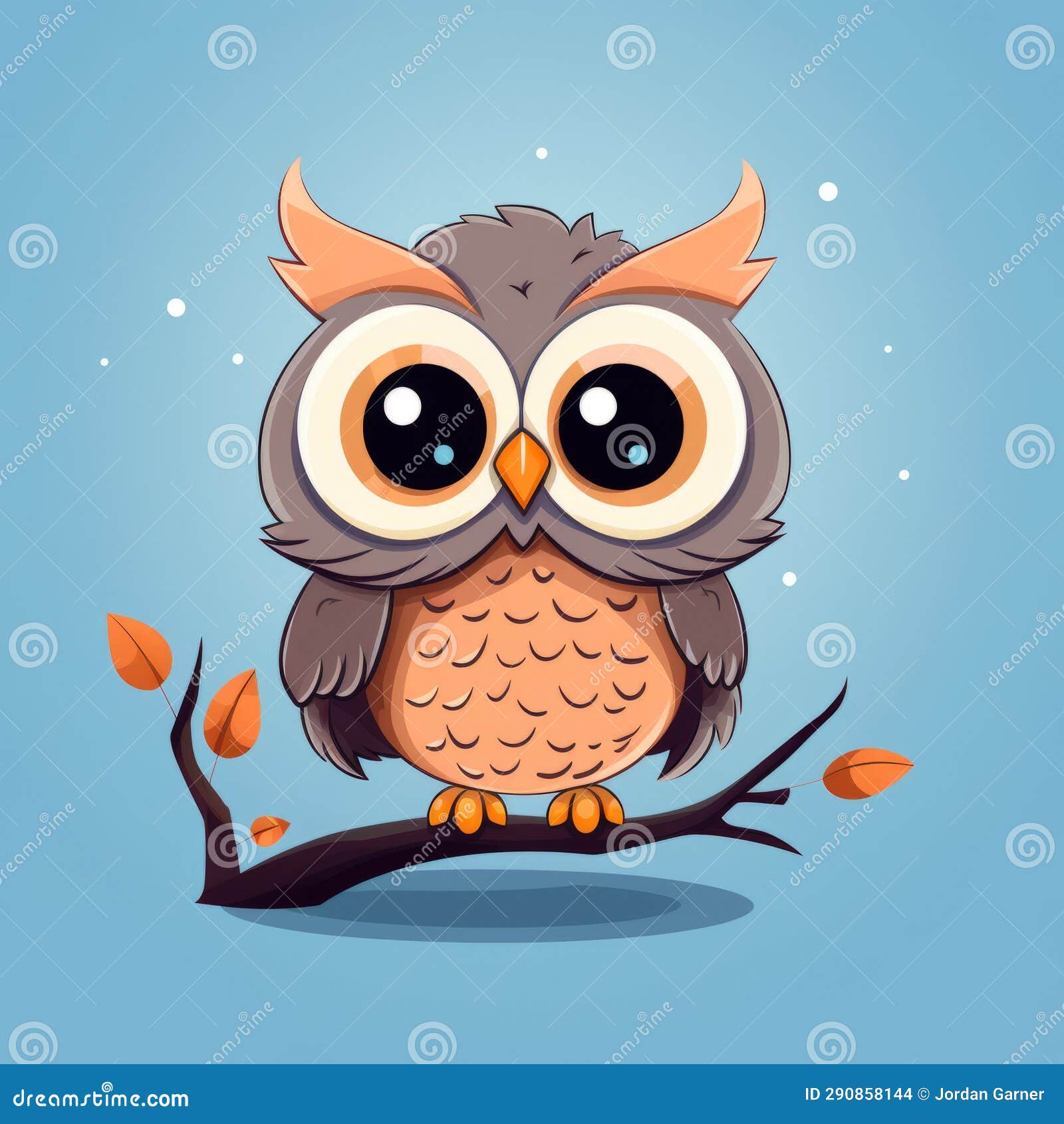 An Illustration of an Owl Sitting on a Branch Stock Illustration
