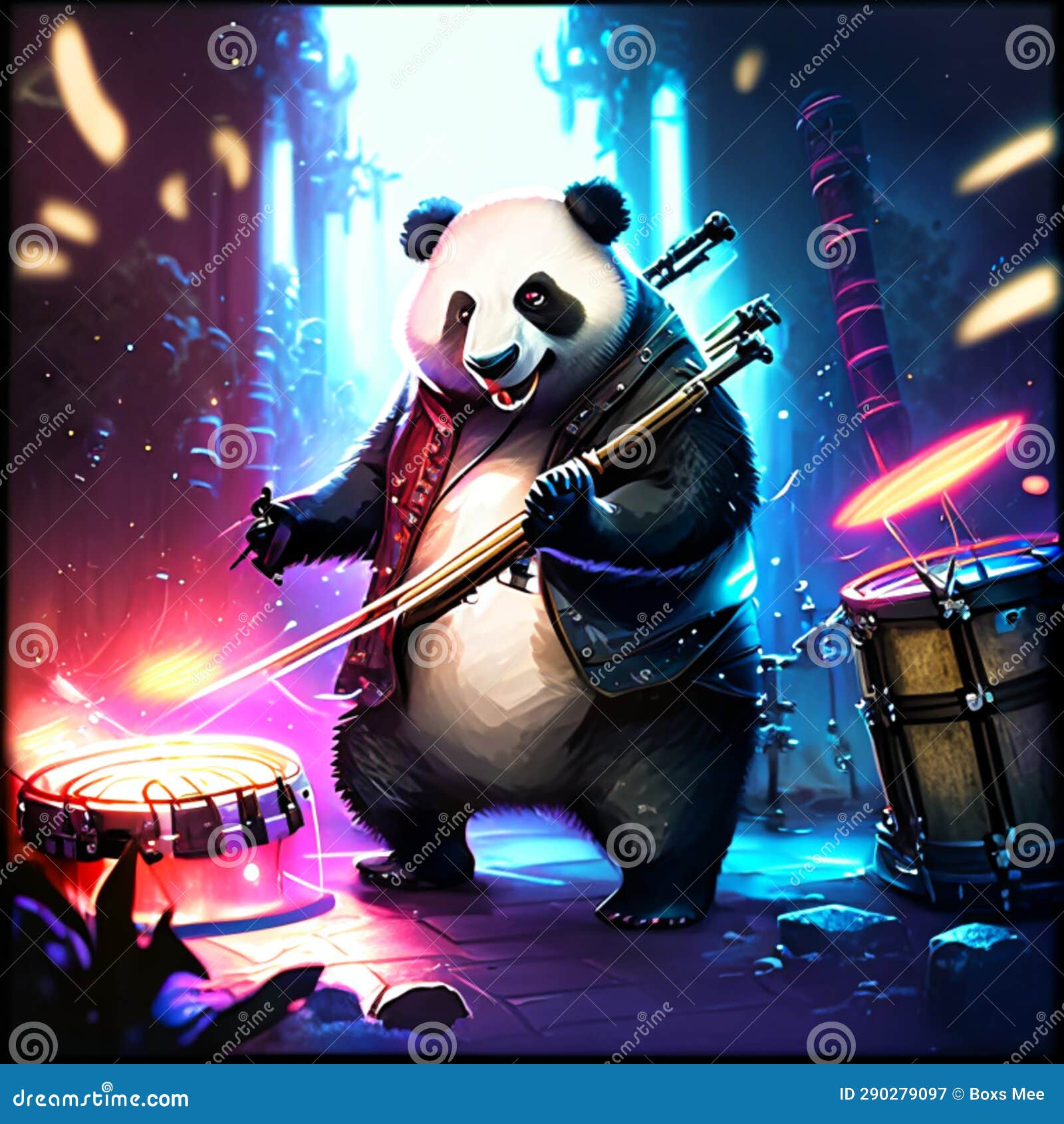 Panda drumming for rock band generative AI 22799015 Stock Photo at