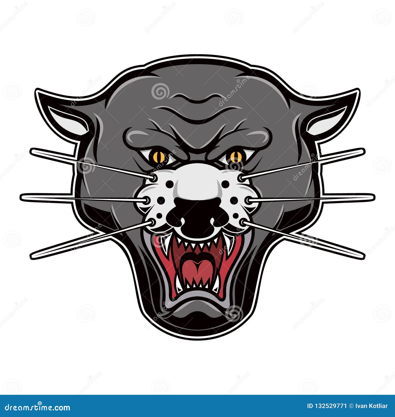 Illustration Of Pantera Head On White Background Design Element For