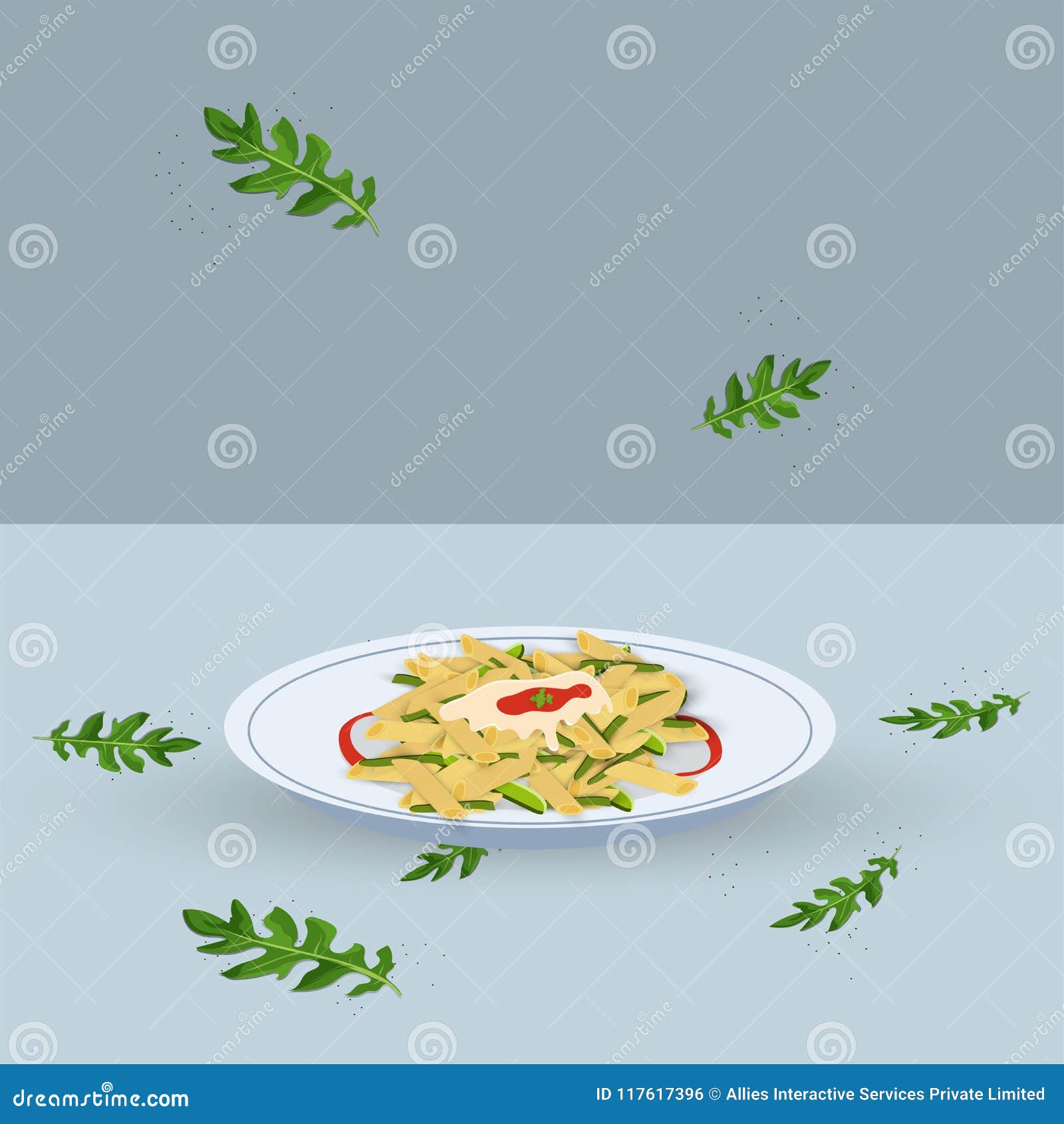 Illustration of Pasta with Red Sauce. Stock Illustration - Illustration