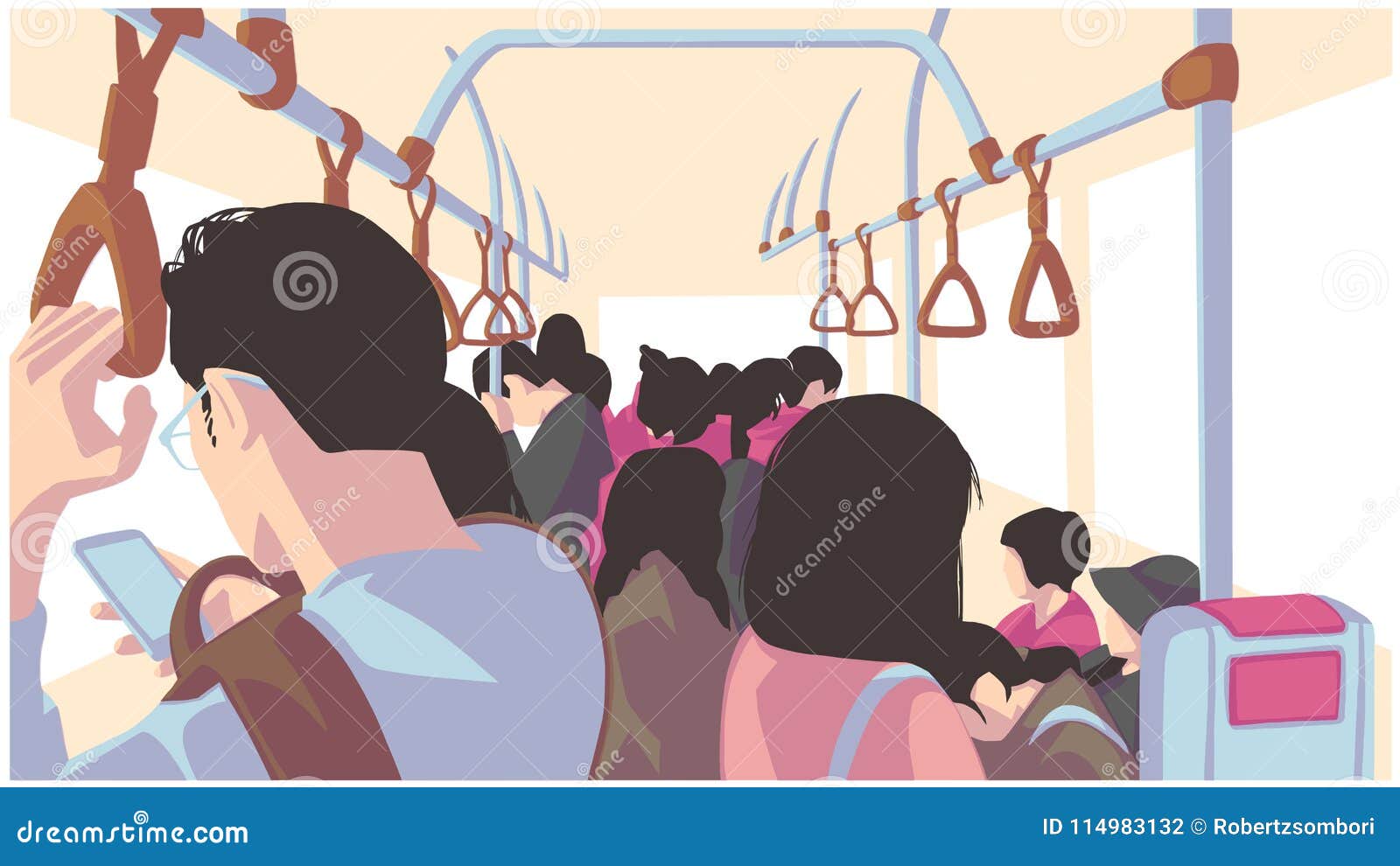 Public Transport Versus Personal Transport Cartoon Vector