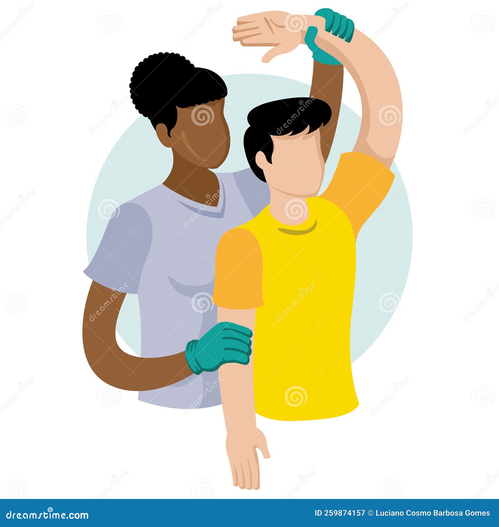 Illustration of a Physical Therapist Assisting with Physical Stretching
