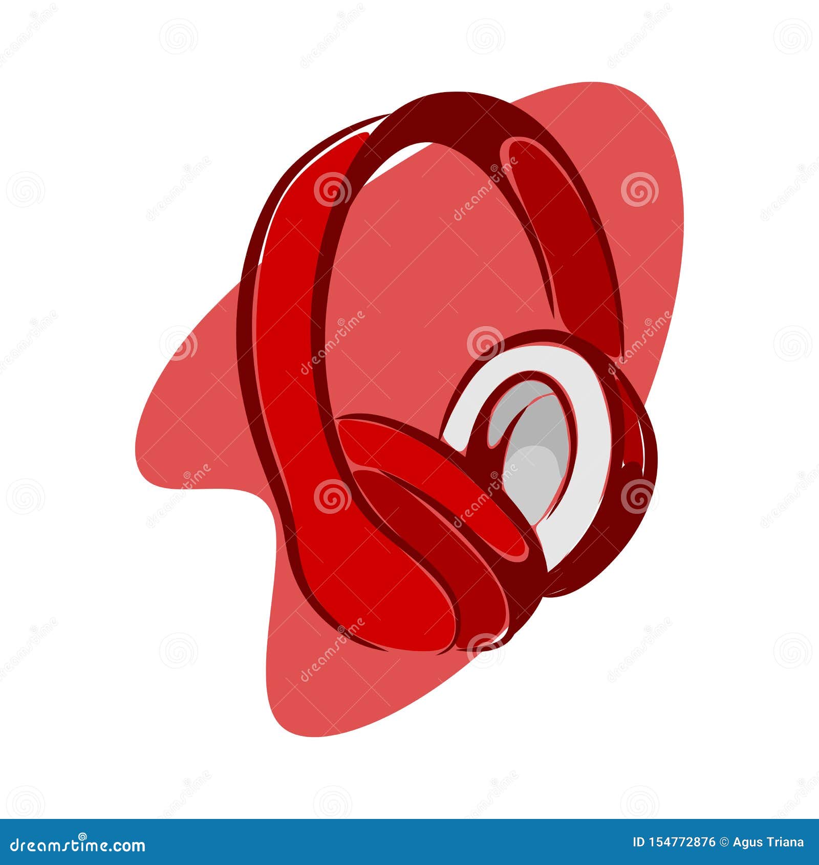Headphones in red stock vector. Illustration of vector 154772876