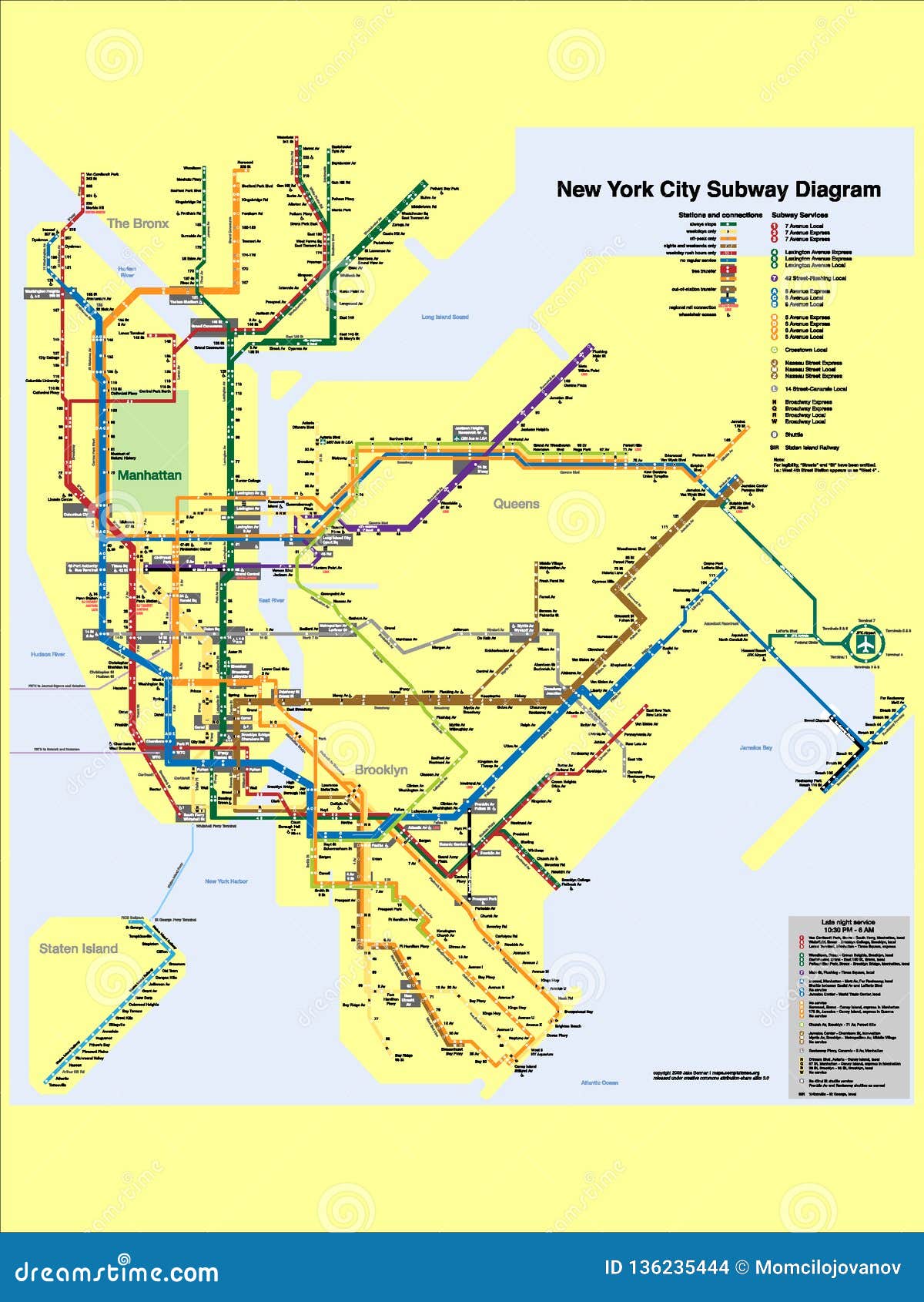 Map Metro Of The New York City, NY, USA Cartoon Vector CartoonDealer