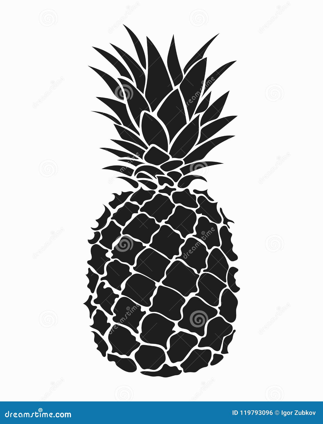 Illustration of Pineapple. Black and White Print of Pineapple. Picture of  an Exotic Fruit. Fresh Vitamins Stock Vector - Illustration of drawing,  background: 119793096