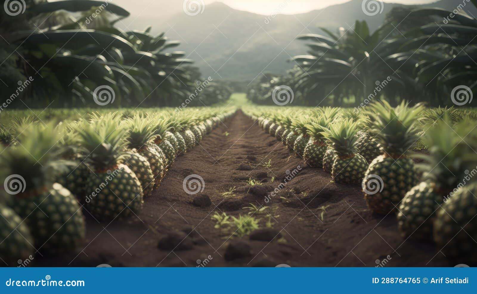 Illustration of Pineapple Gardens in Hawaii, Sweet Stock Illustration