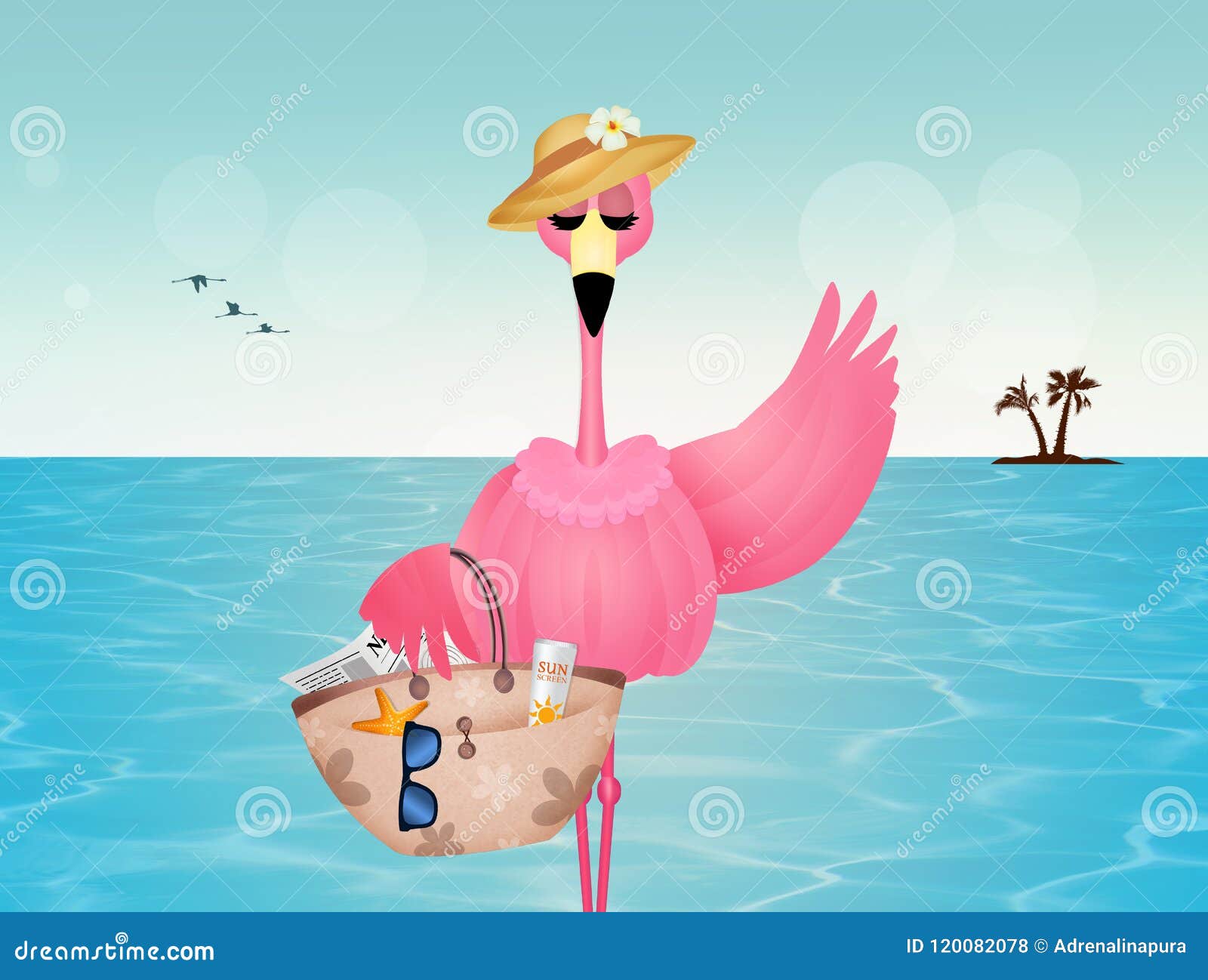 pink flamingo beach bag
