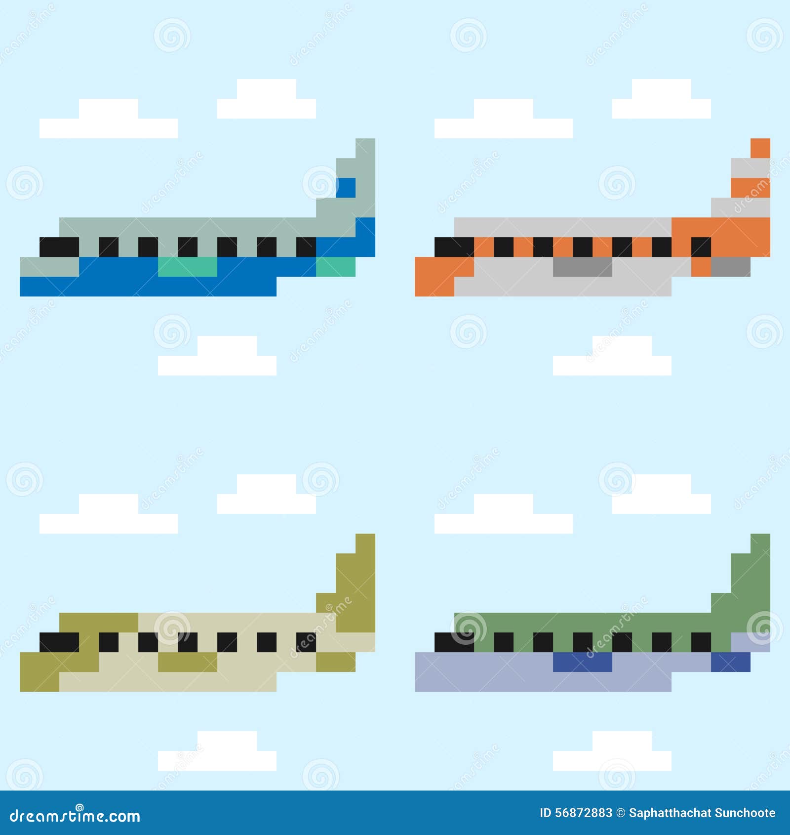 Illustration Pixel Art Airplane Stock Vector Illustration
