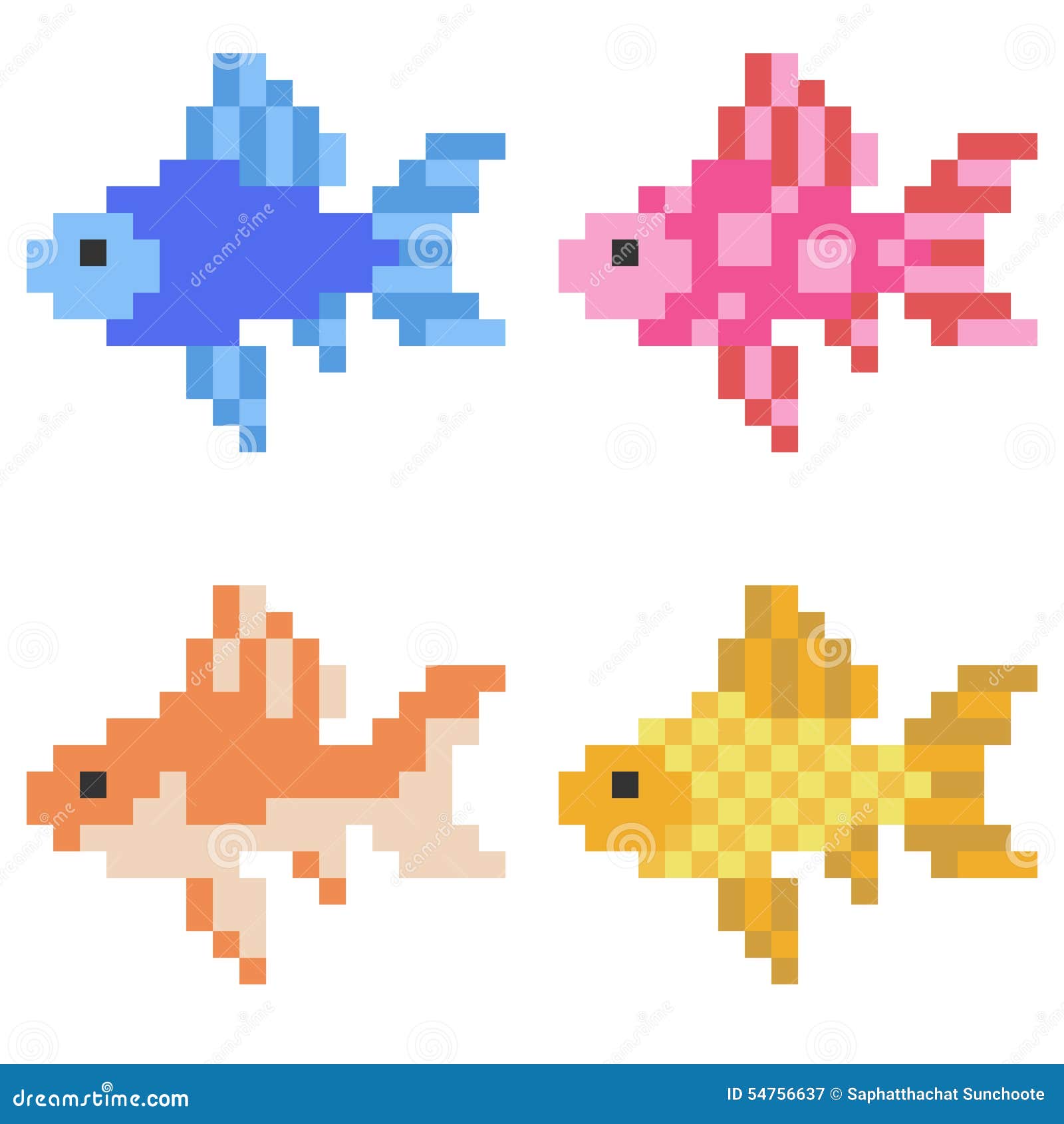 Illustration Pixel Art Icon Fish Stock Vector Illustration Of Left Icon