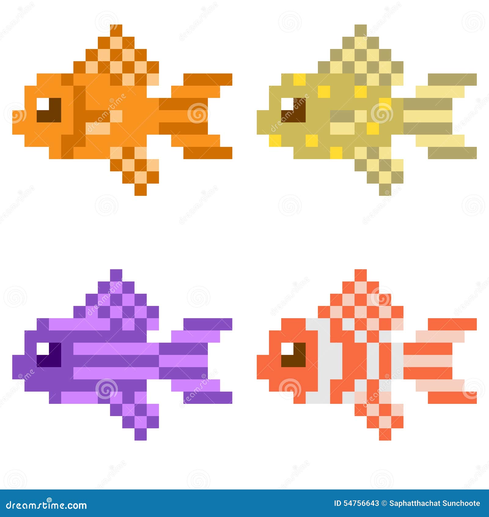 Illustration Pixel Art Icon Fish Stock Vector - Illustration of icon, goldf...