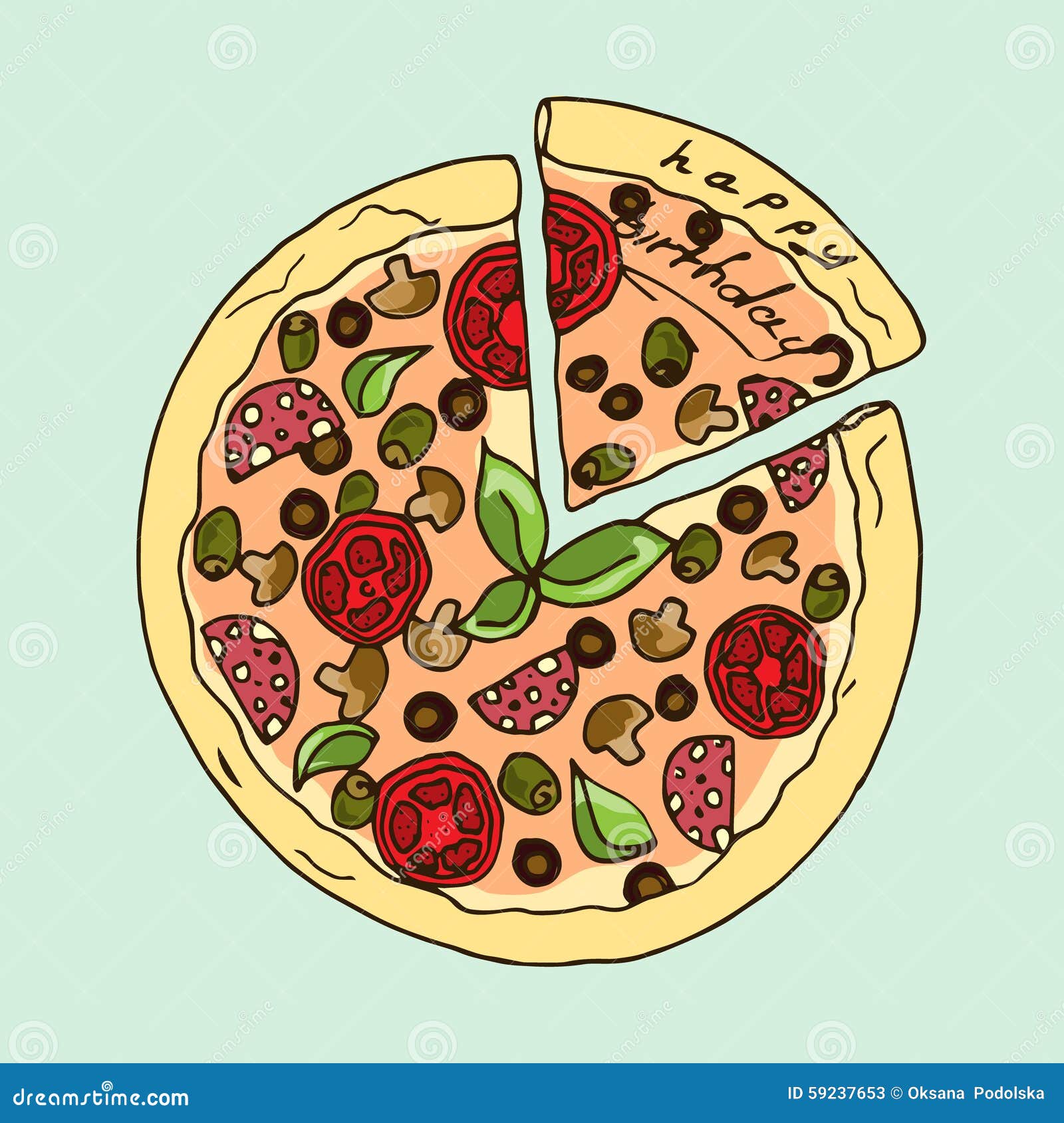 Illustration Pizza Appetissante Joyeux Anniversaire Illustration De Vecteur Illustration Du Appetissante Anniversaire