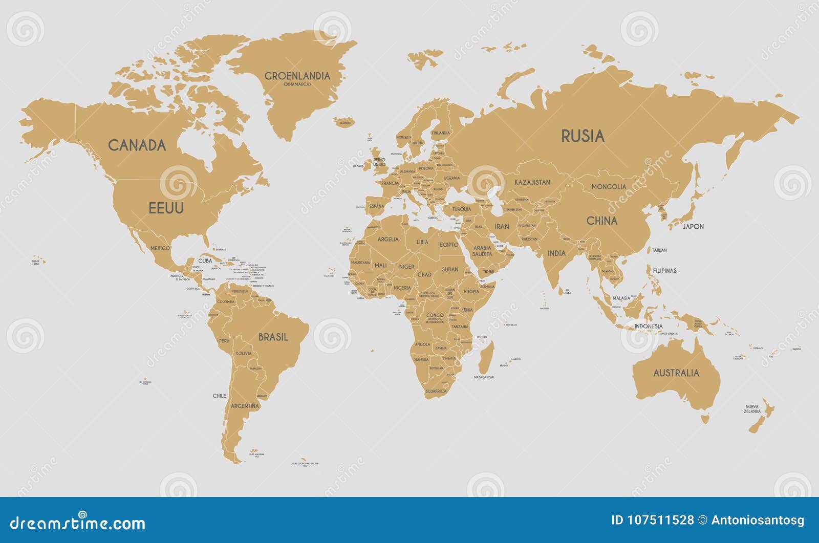 Illustration Politique De Vecteur De Carte Du Monde Avec Des