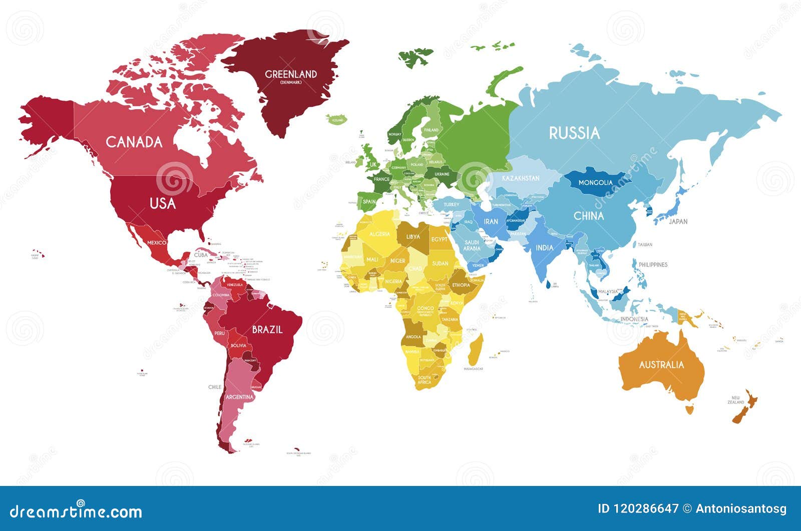 Illustration Politique De Vecteur De Carte Du Monde Avec