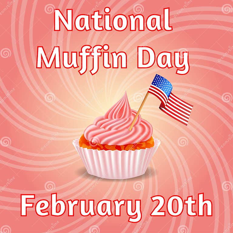 Illustration Postcard 20 February National Muffin Day Stock Vector