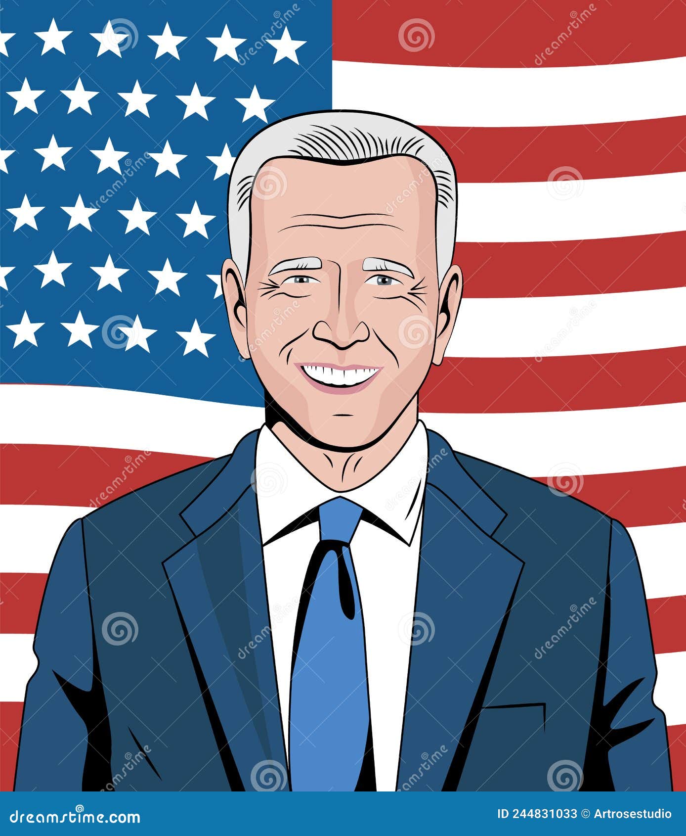 Illustration of President of USA, Joe Biden. Cartoon Syle Vector ...