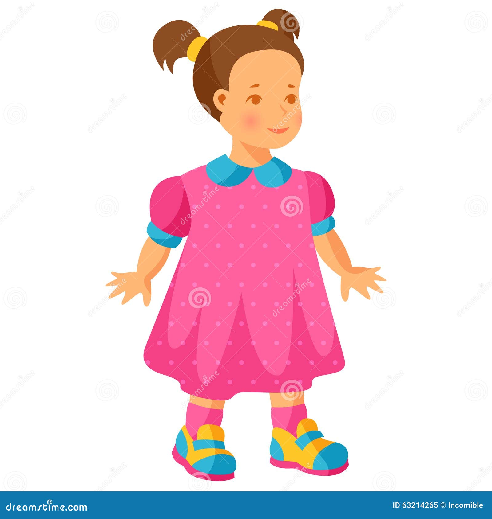 Illustration of Pretty Little Girl in Pink Dress Stock Vector ...
