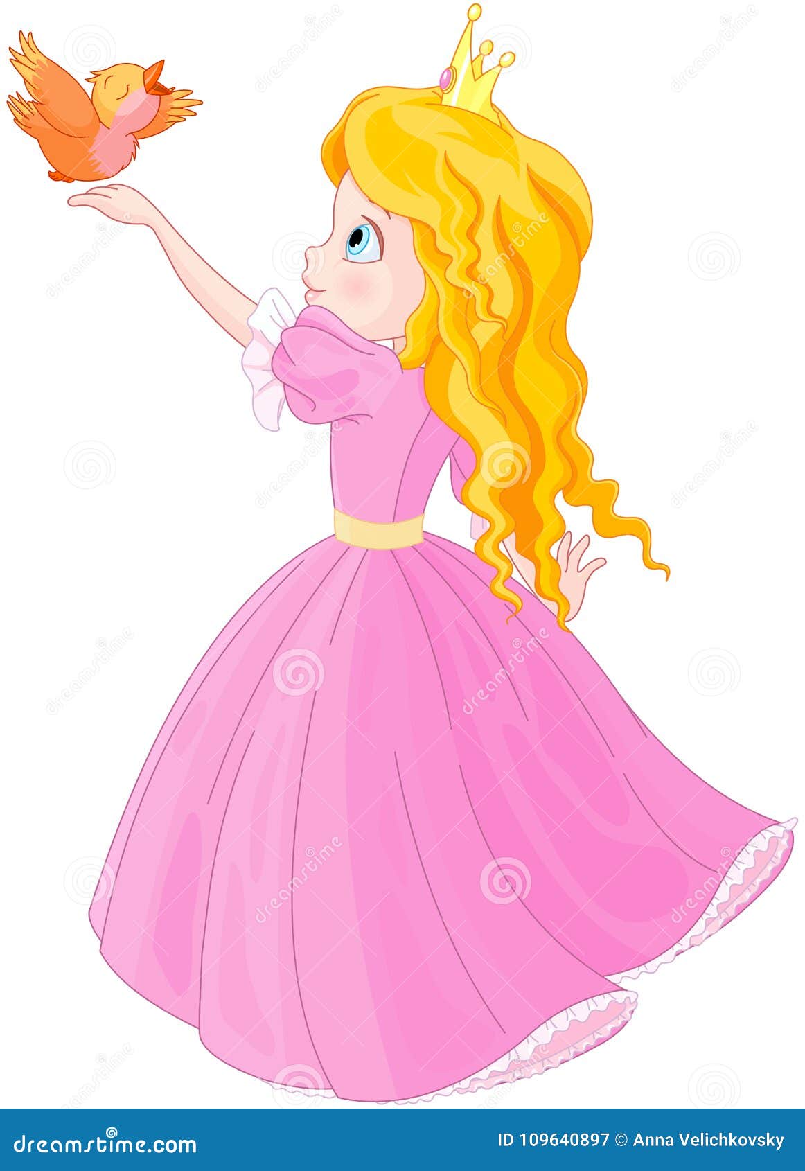 Princess and Bird stock vector. Illustration of girl 109640897