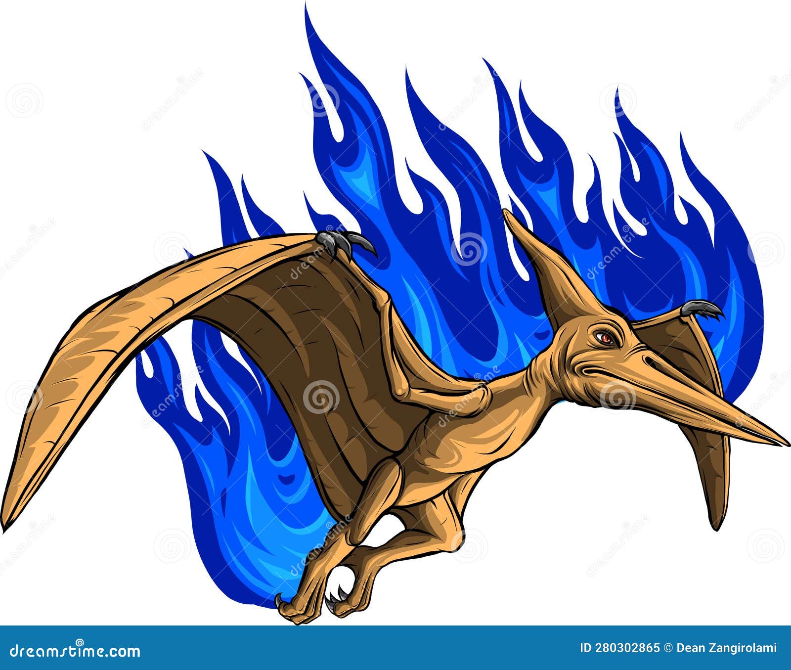 Vector Illustration of a Pteranodon Flying Dinosaur. Stock Vector
